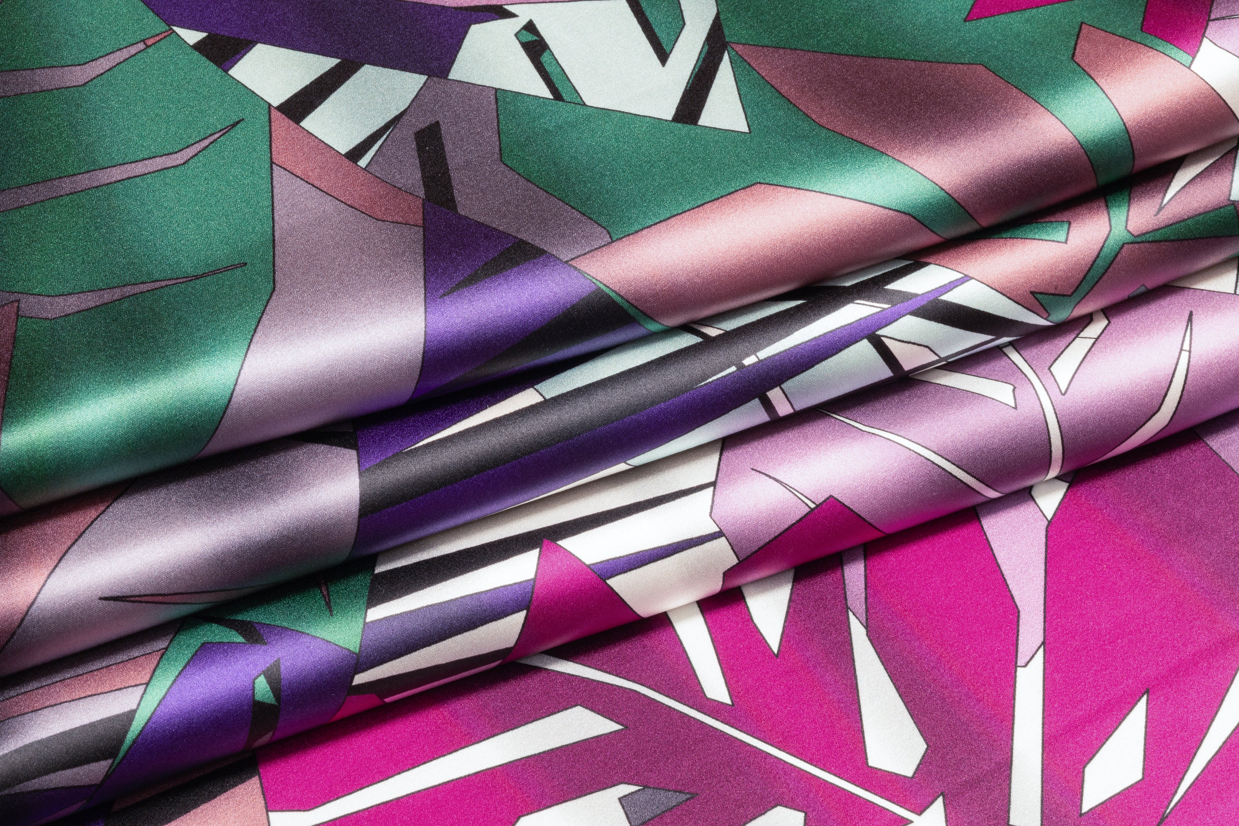 Geometric Floral Italian Silk Charmeuse - Multicolor