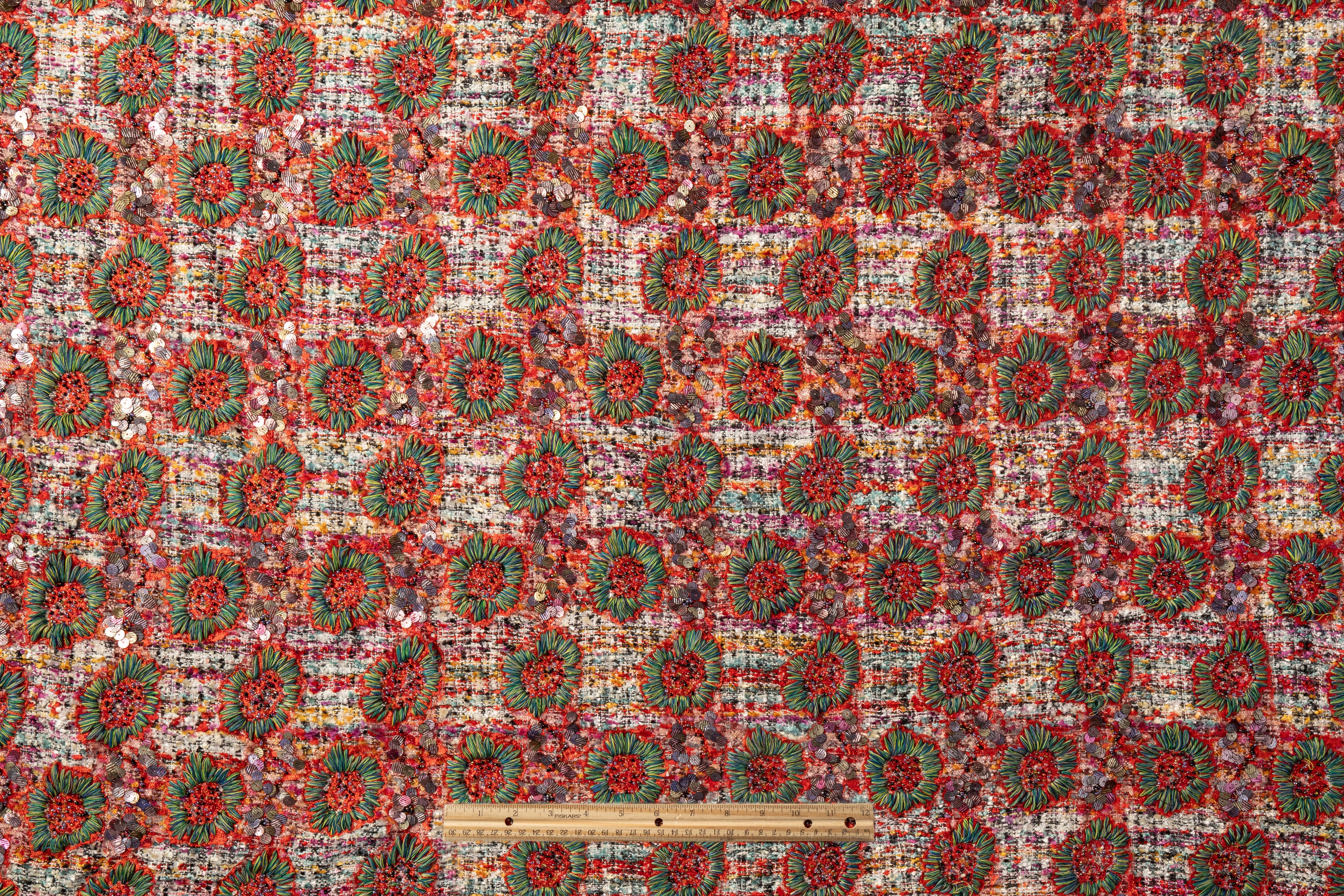 Hand Embroidered Chenille Tweed - Multicolor