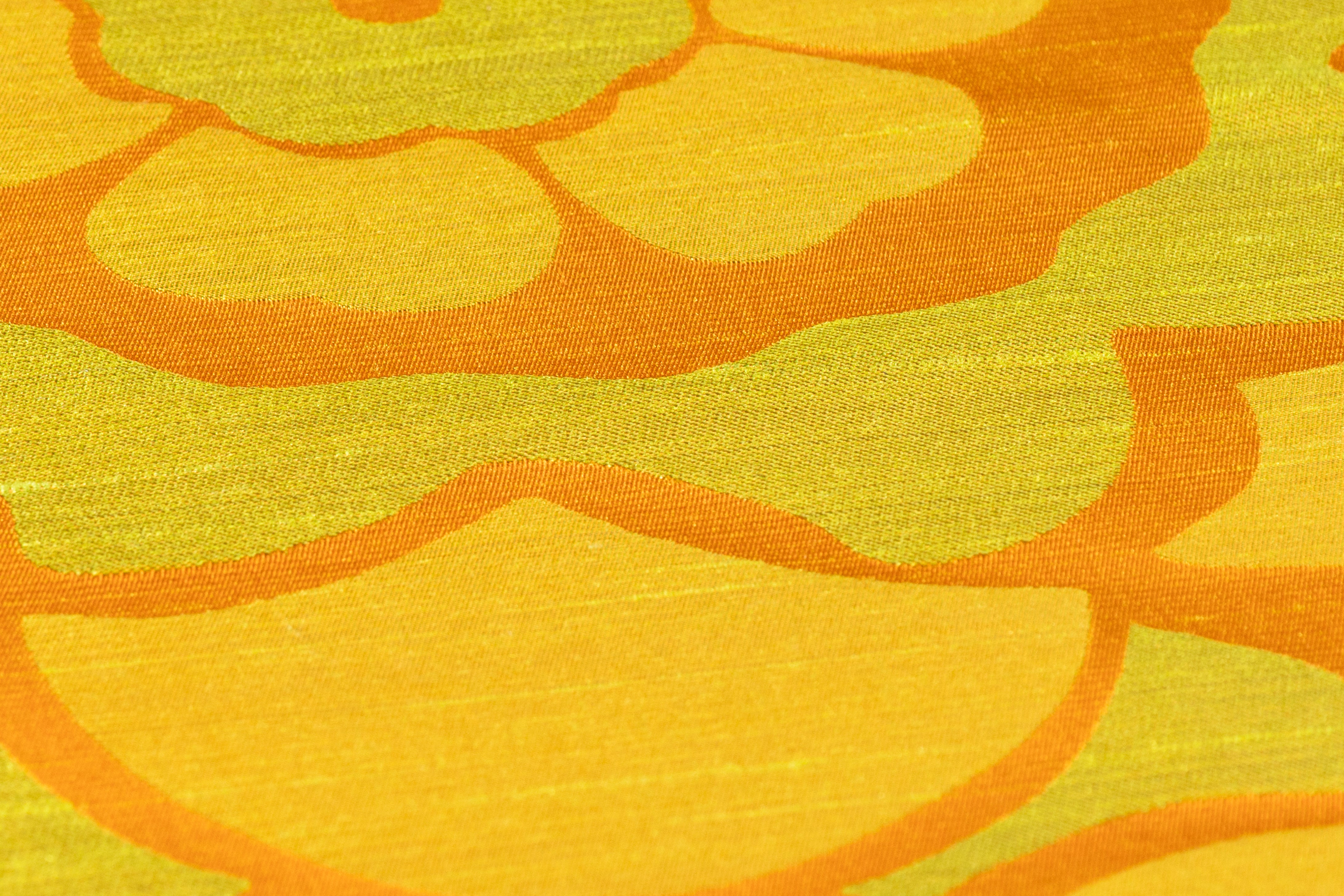 Floral Italian Silk Blend Brocade - Orange / Chartreuse