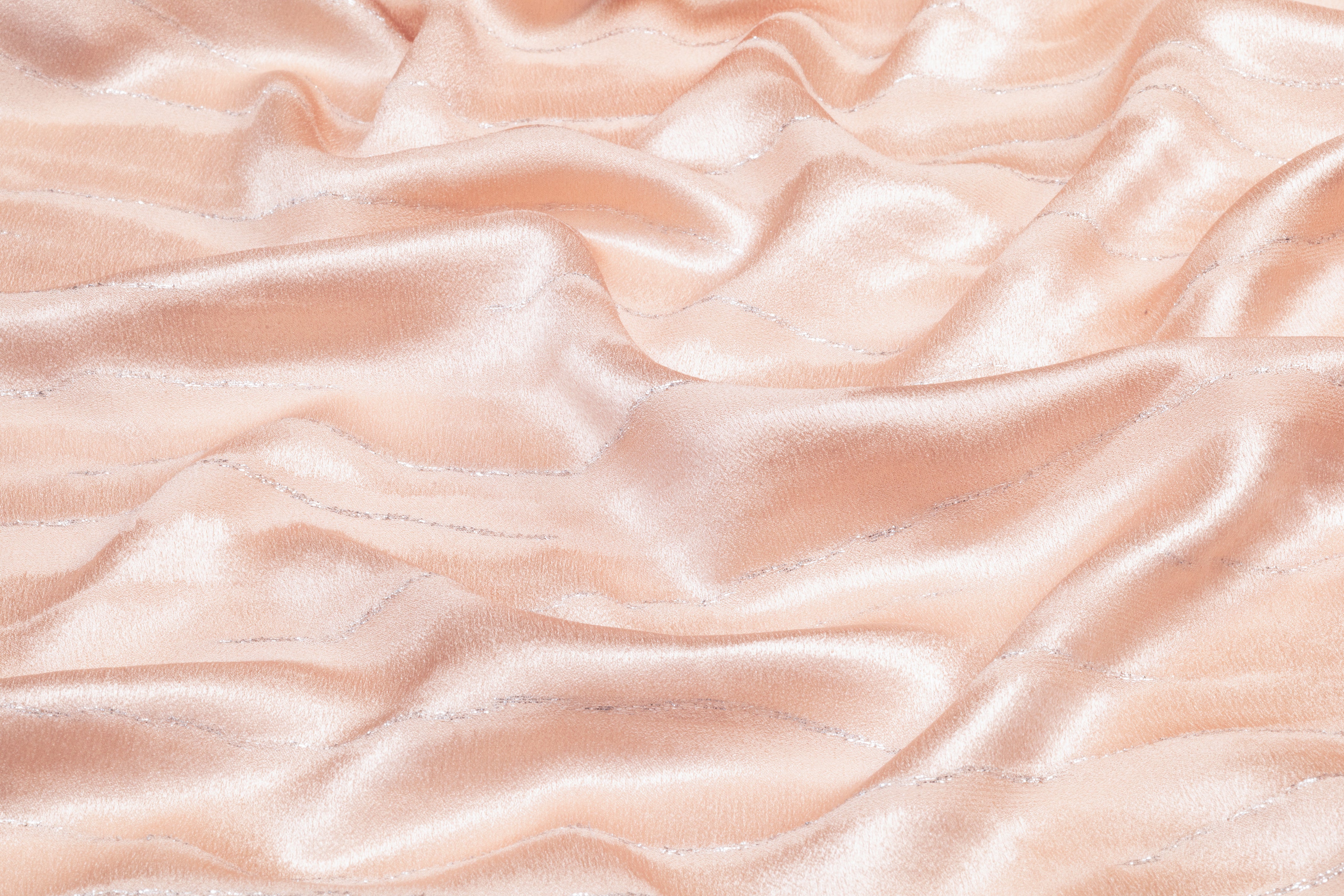 Metallic Italian Silk Jacquard - Blush / Silver