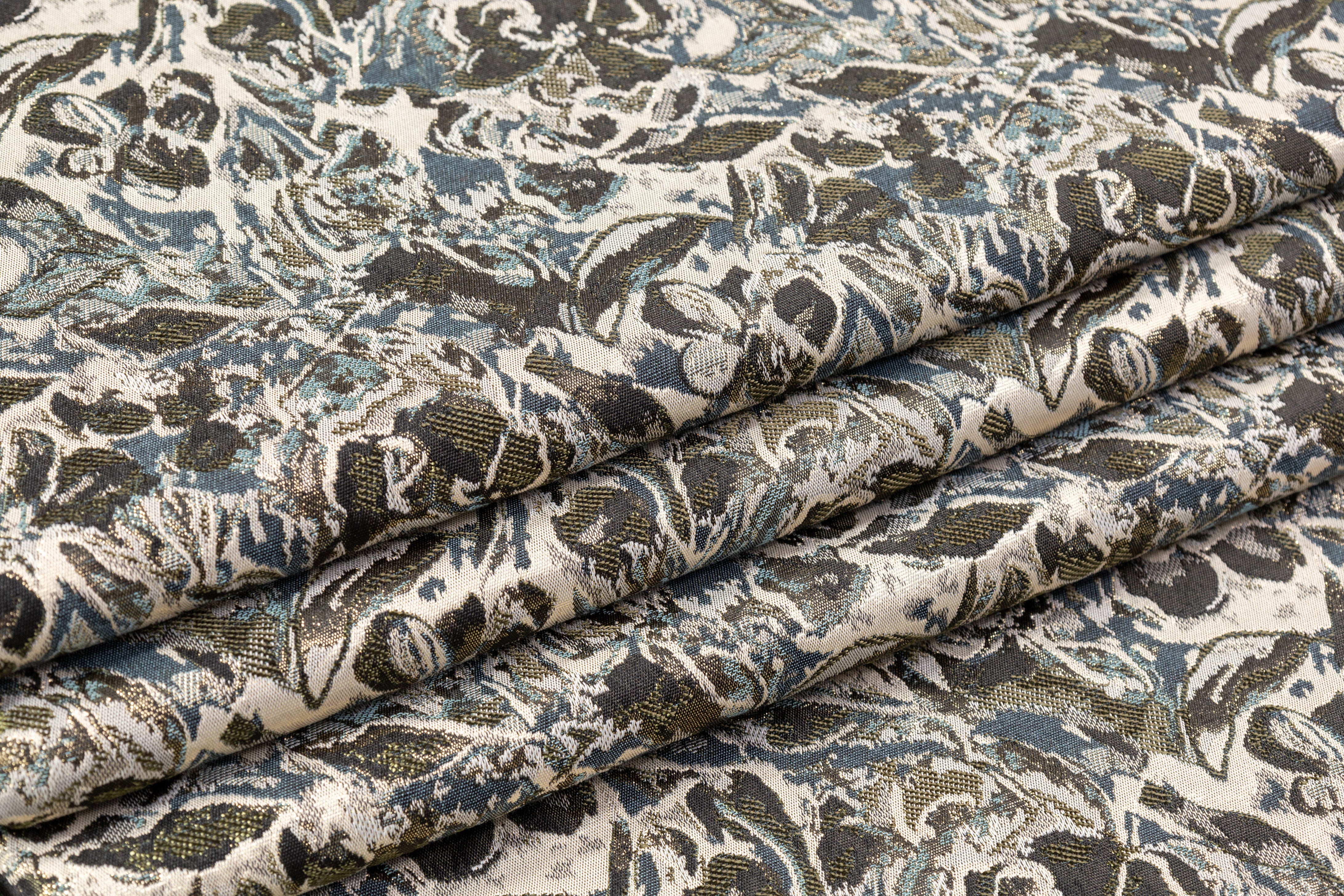 Abstract Metallic Italian Brocade - Green / Gold