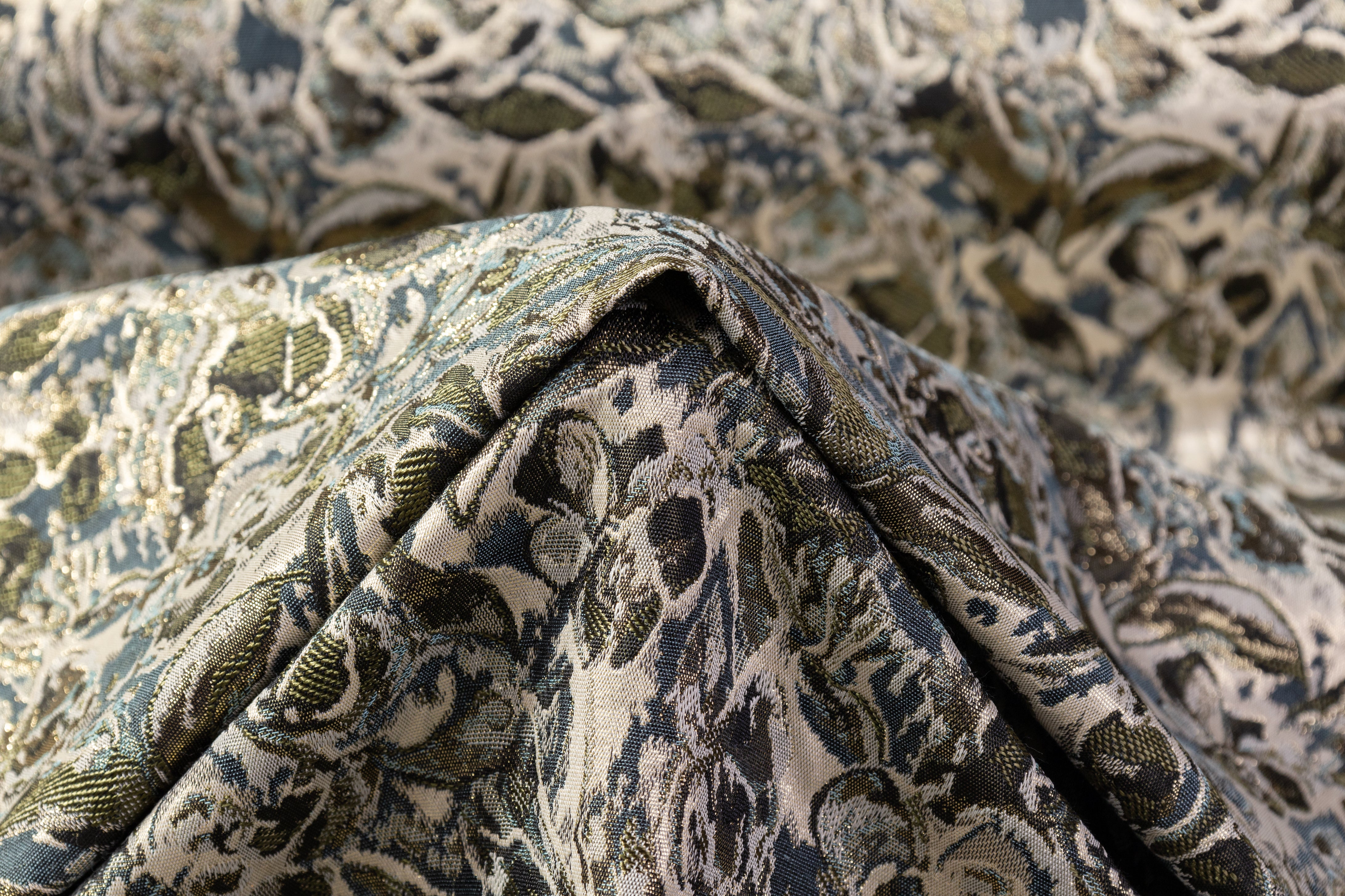 Abstract Metallic Italian Brocade - Green / Gold