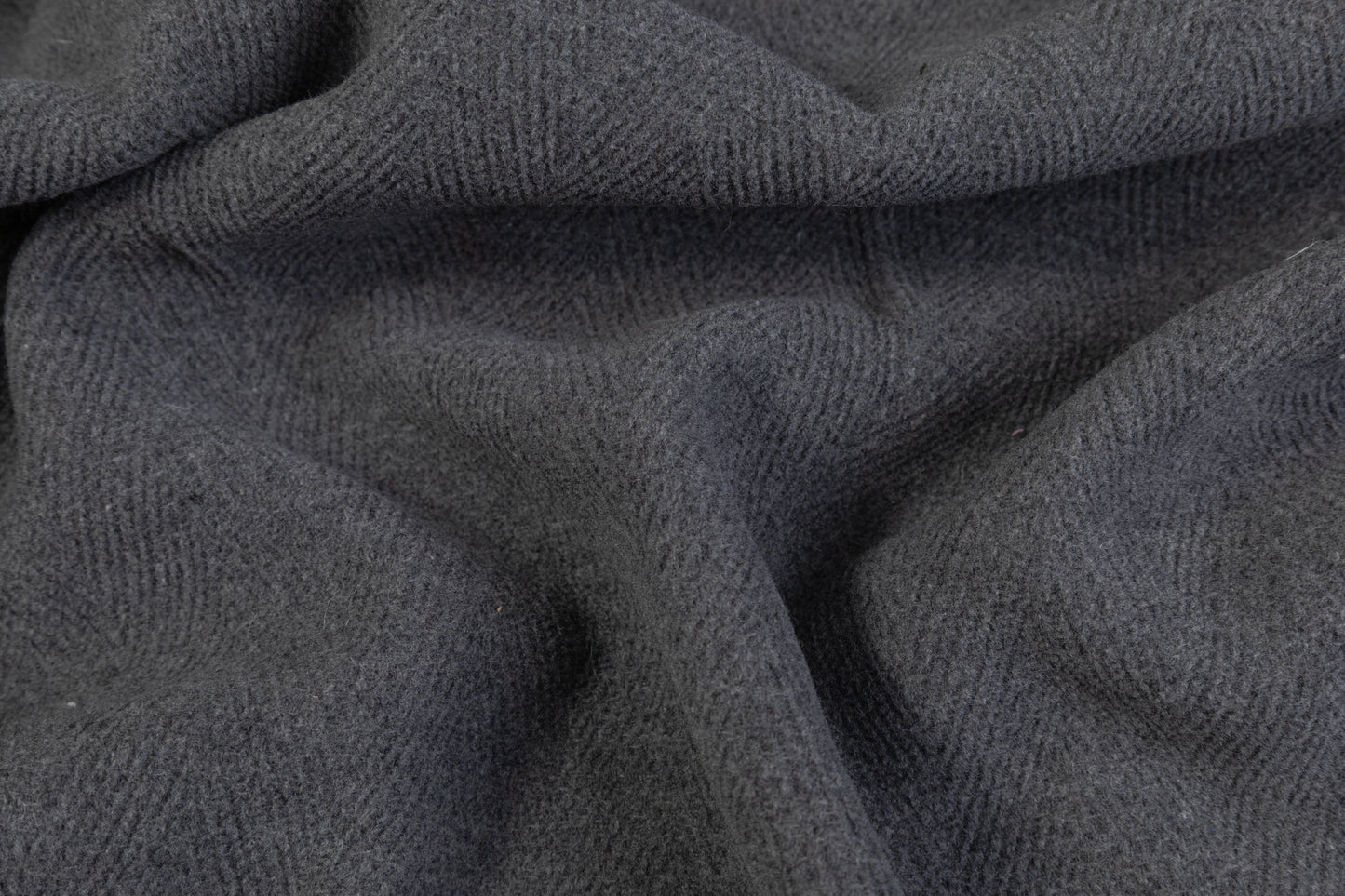 Double Faced Herringbone Wool Coating - Gray