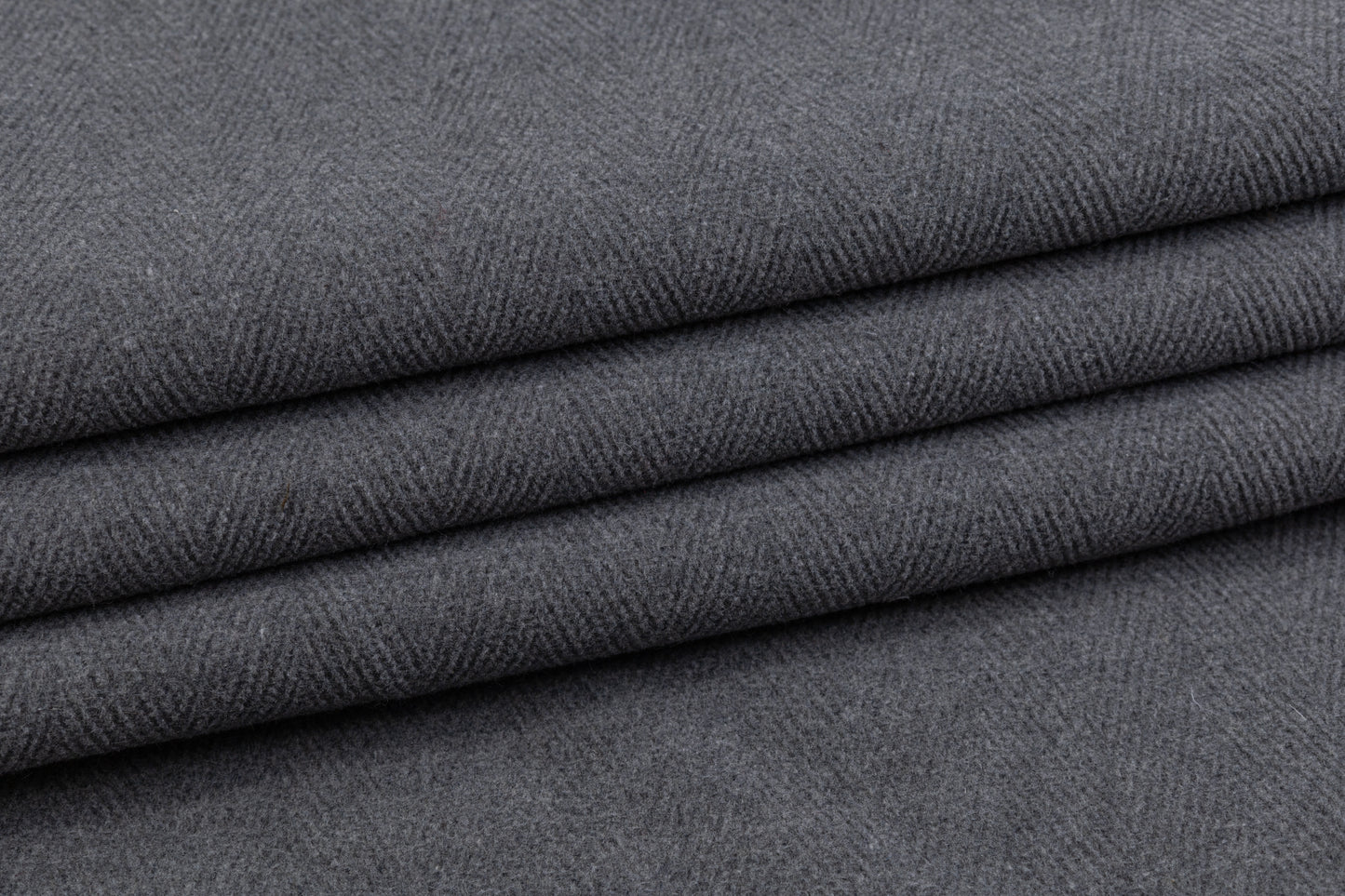 Double Faced Herringbone Wool Coating - Gray