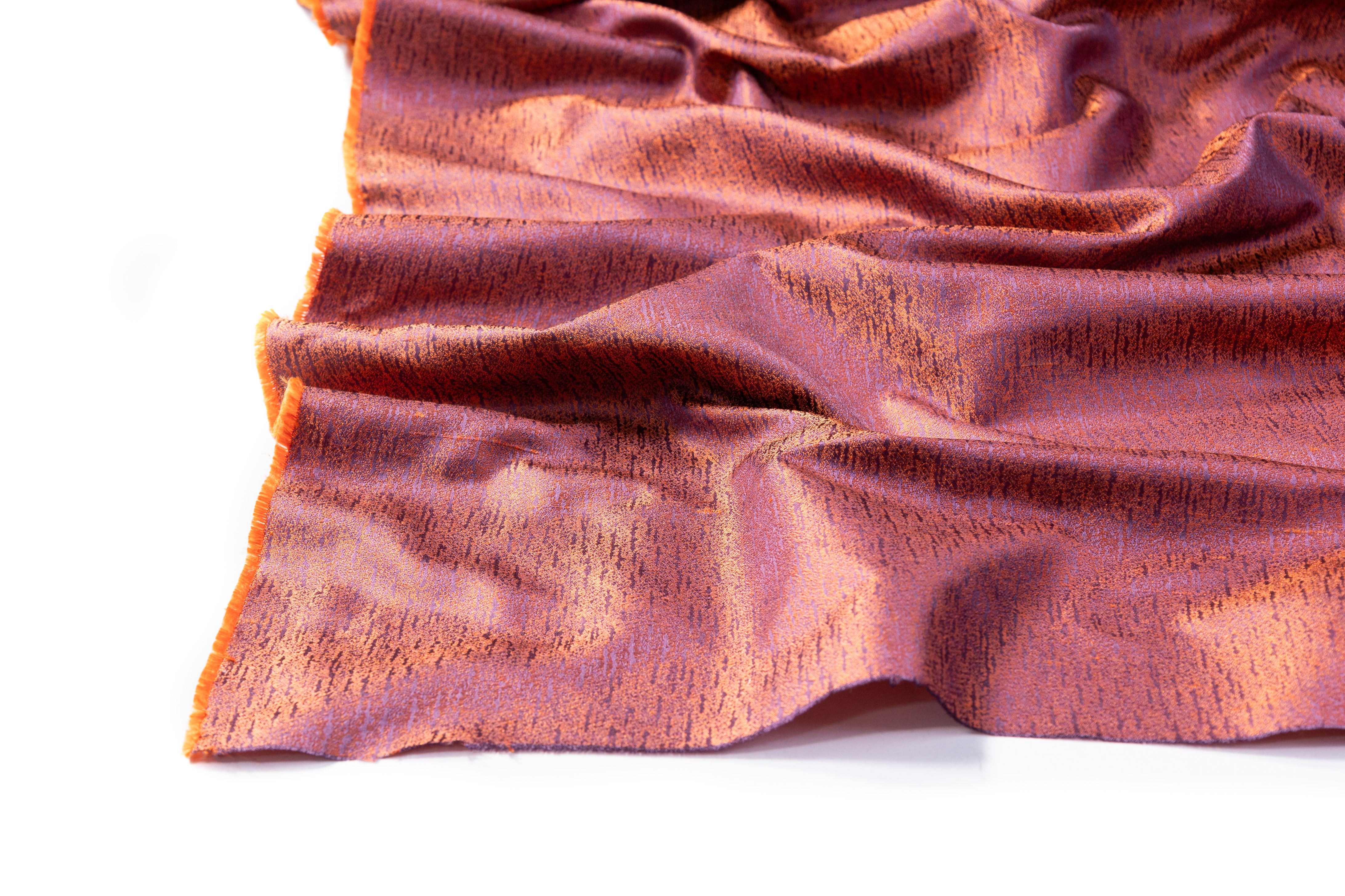 Iridescent Italian Silk Jacquard - Burnt Orange / Purple