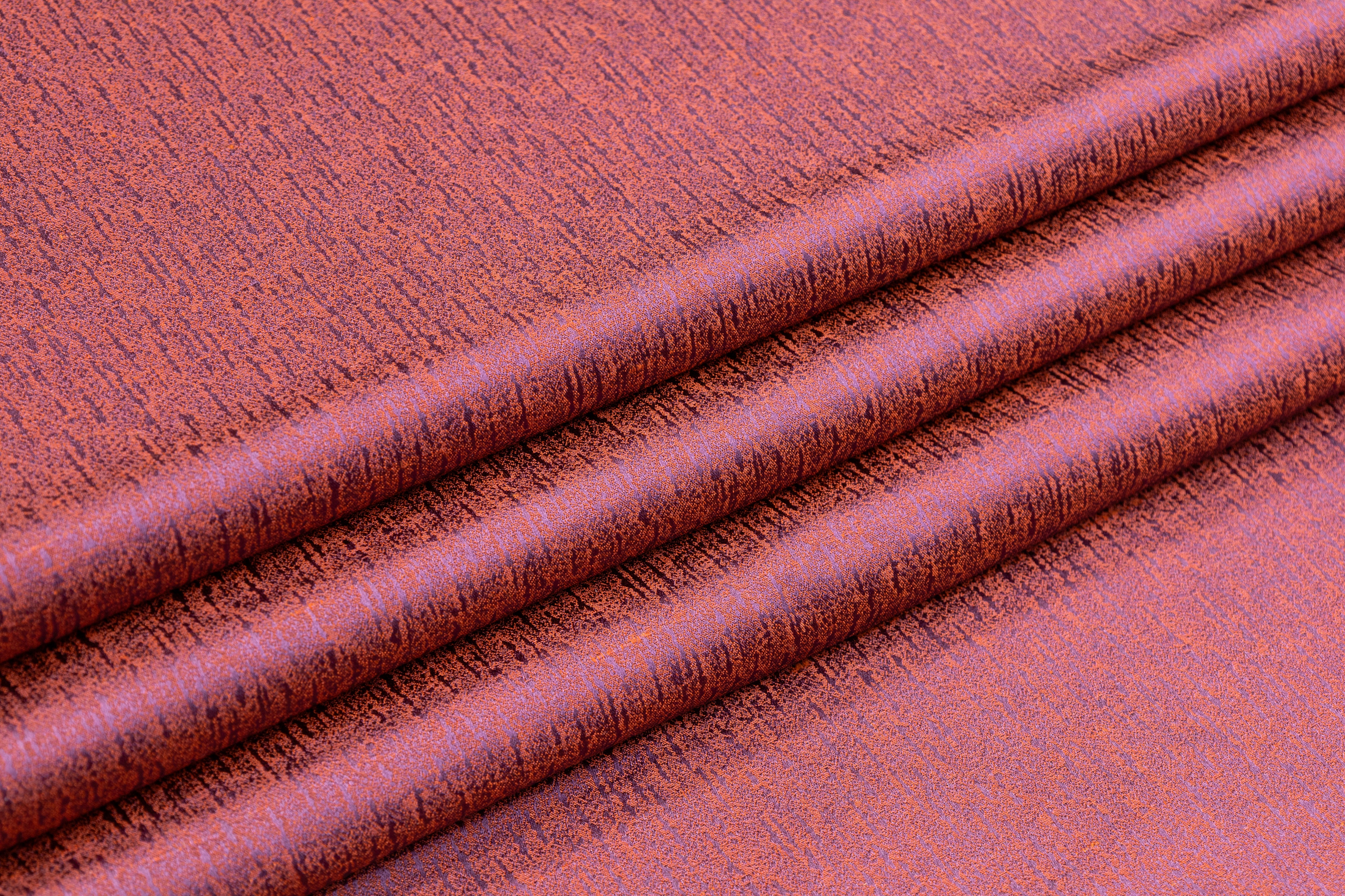 Iridescent Italian Silk Jacquard - Burnt Orange / Purple