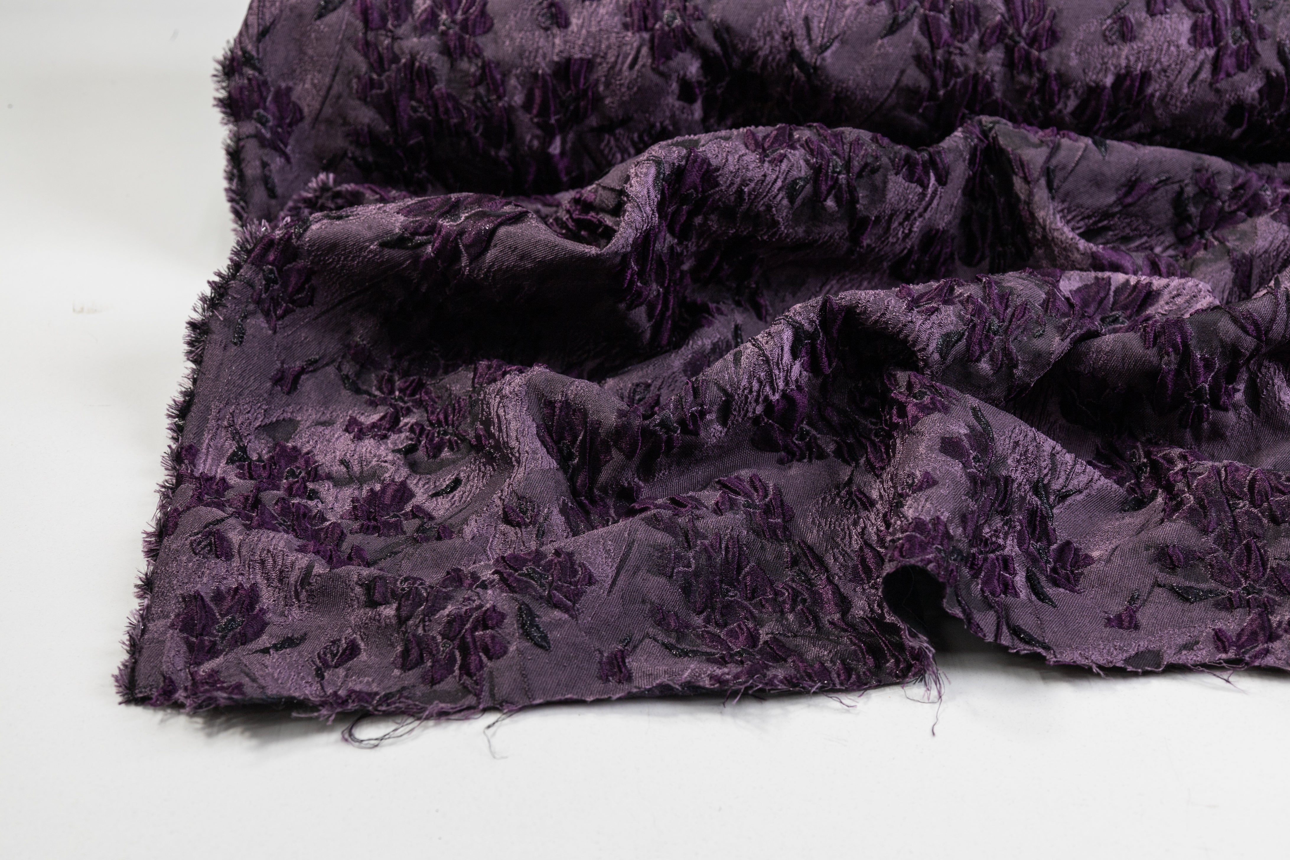 Floral Crushed Metallic Italian Brocade - Purple