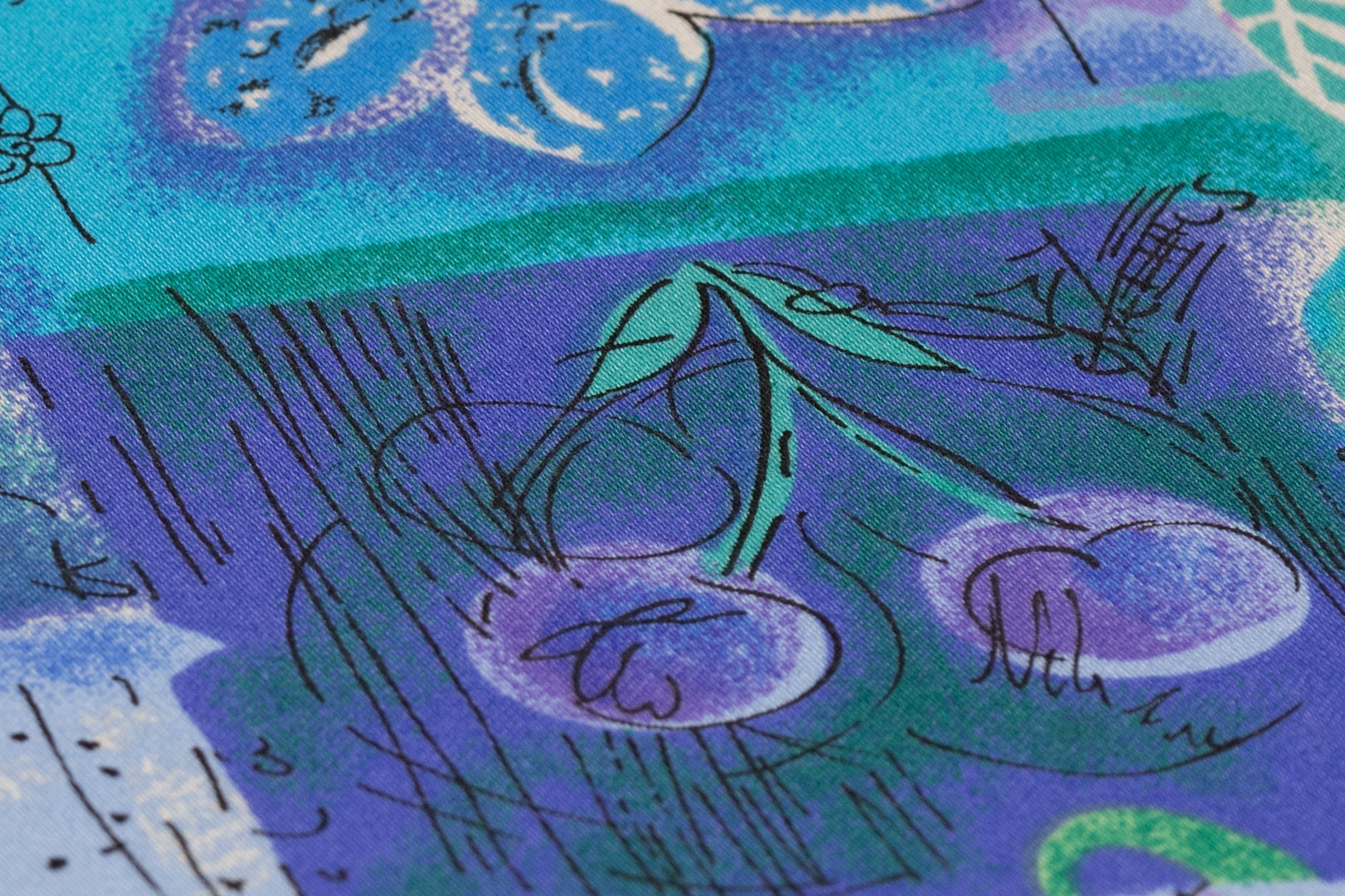 Floral Collage Japanese Cotton Twill - Blue / Green / Purple