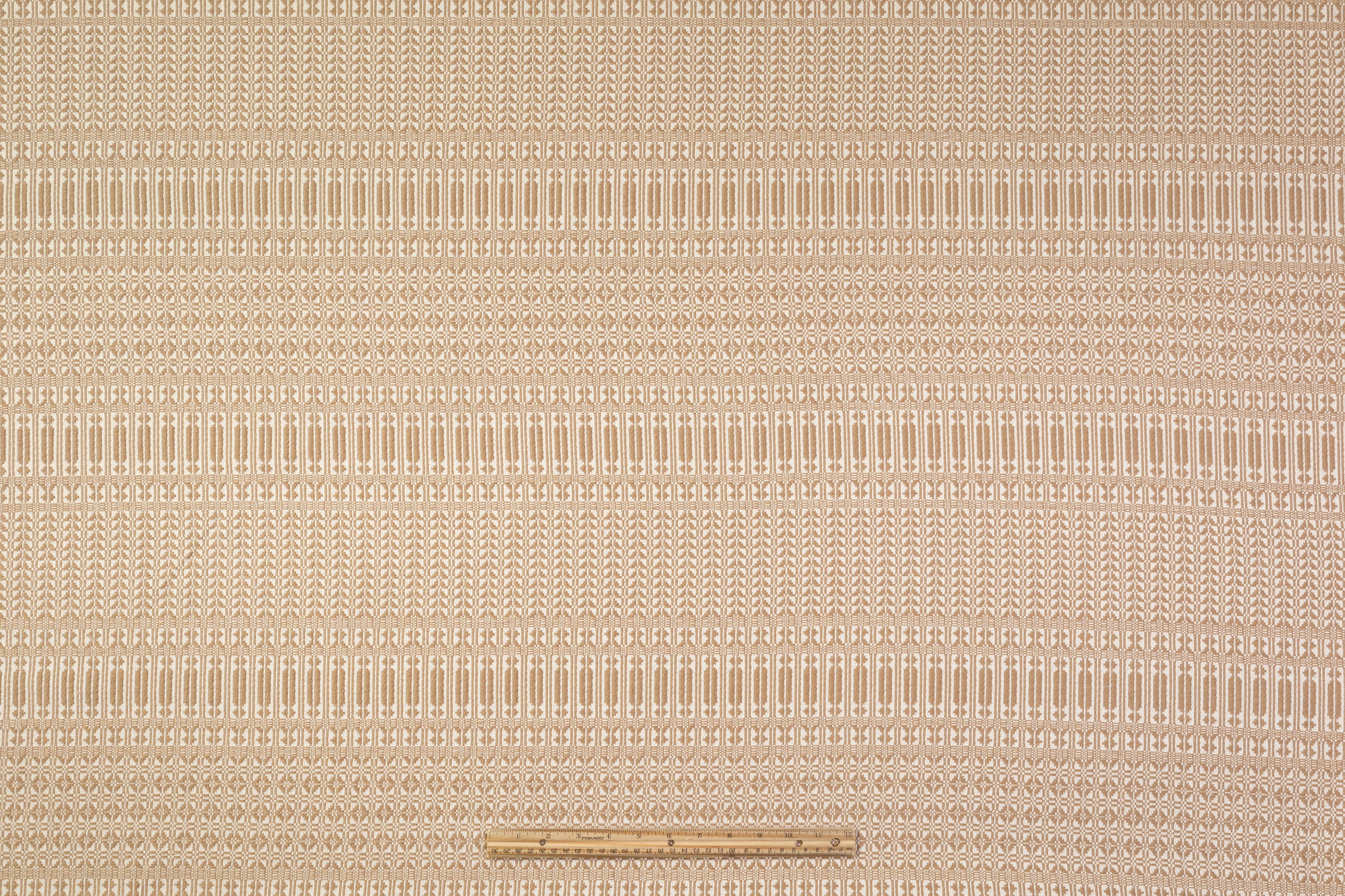 Geometric Italian Cotton Tweed Brocade - Beige