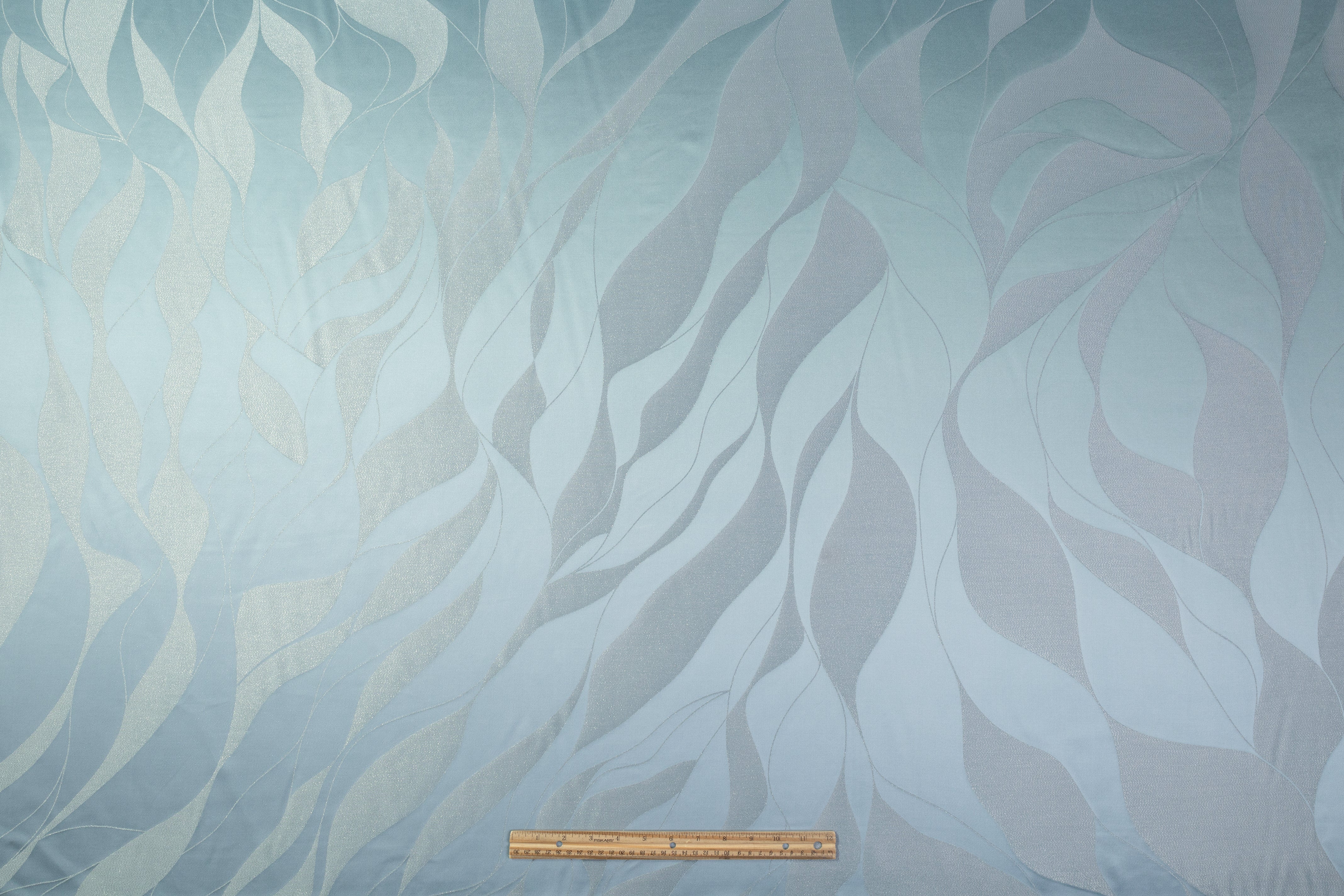 Metallic Italian Silk Viscose Jacquard - Blue