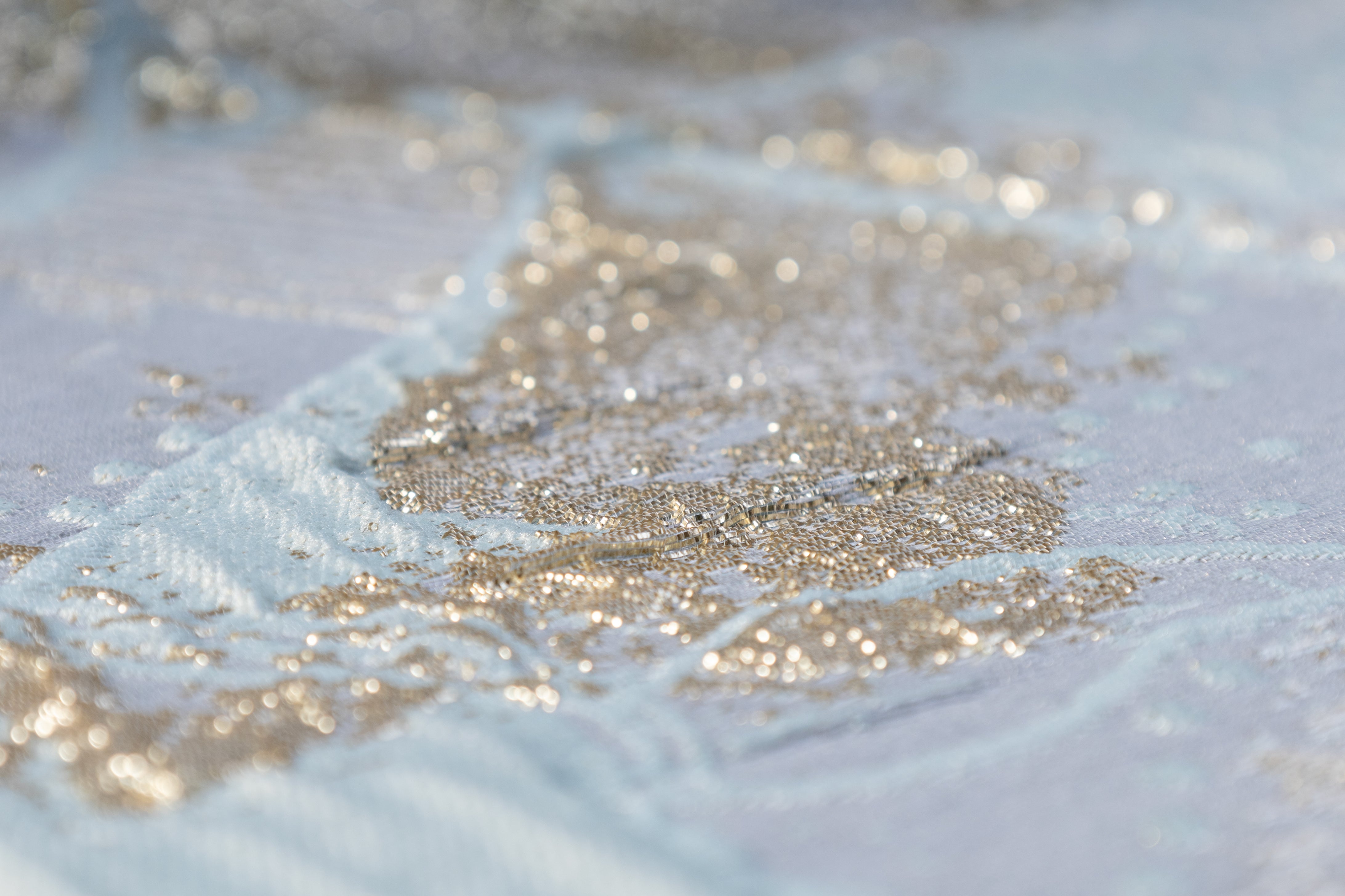 Abstract Metallic Cloqué Brocade - Gold / Blue / Platinum