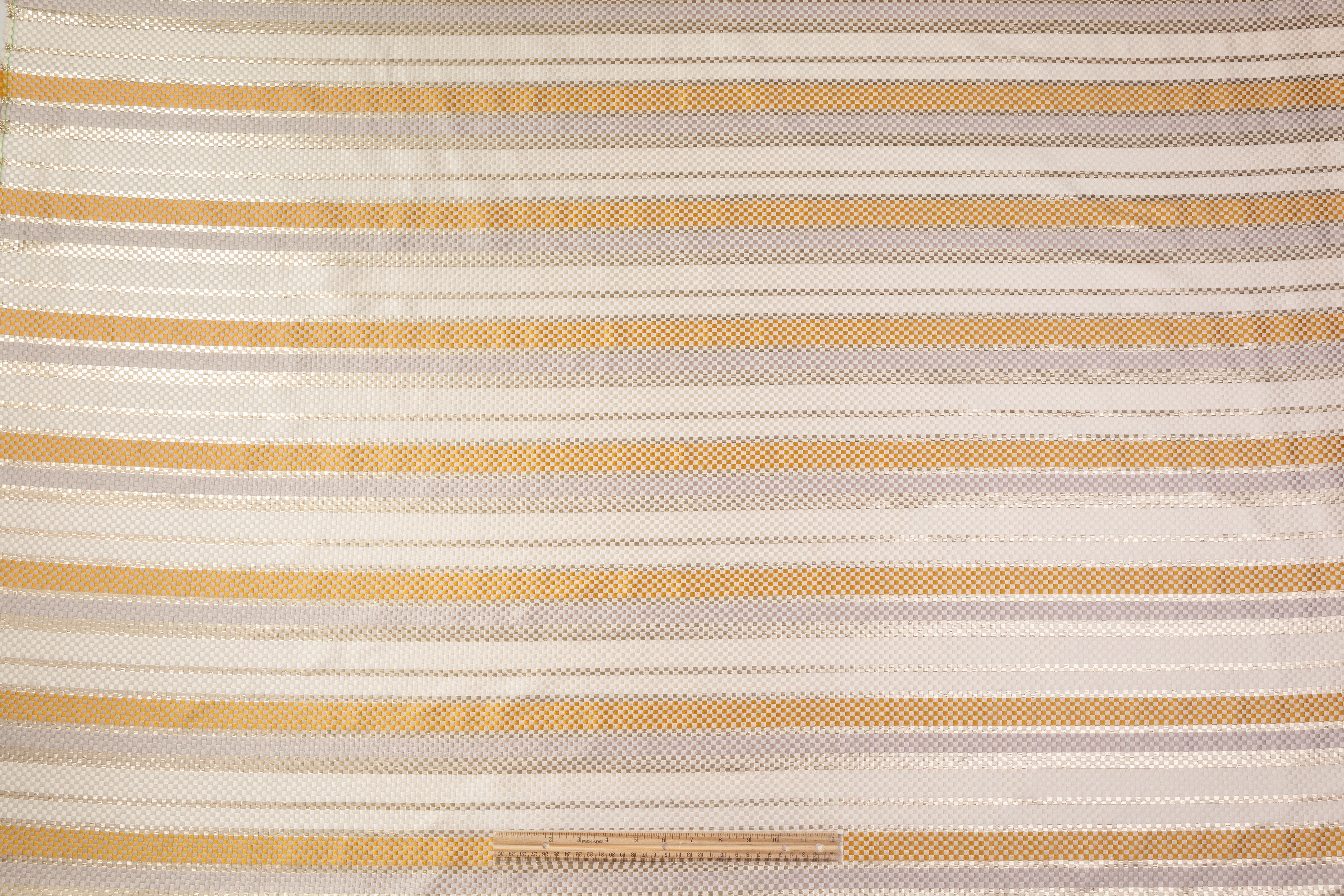 Checked Metallic Italian Brocade - Gold / Ivory