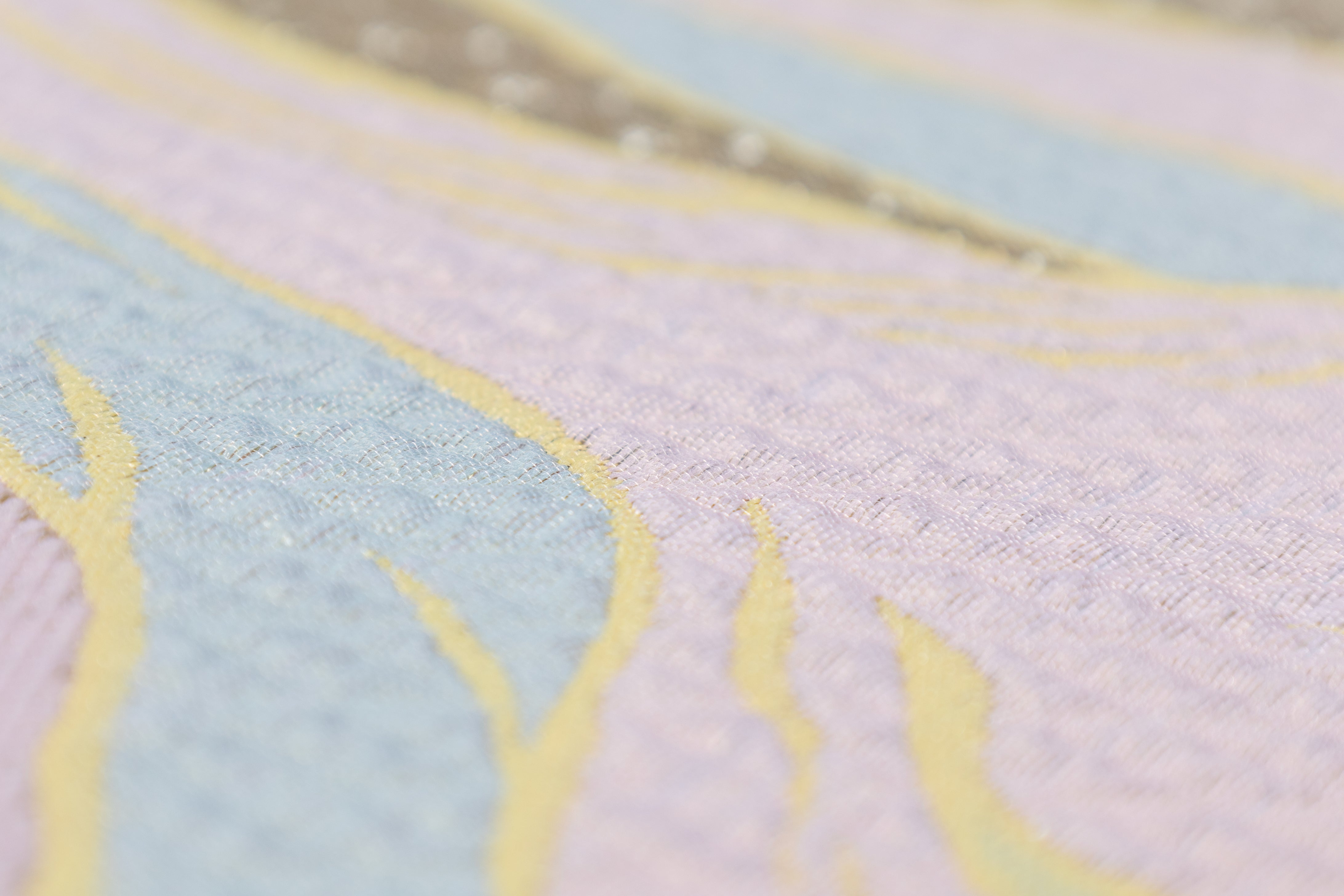 Abstract Metallic Matelassé Brocade - Gold / Pink / Green