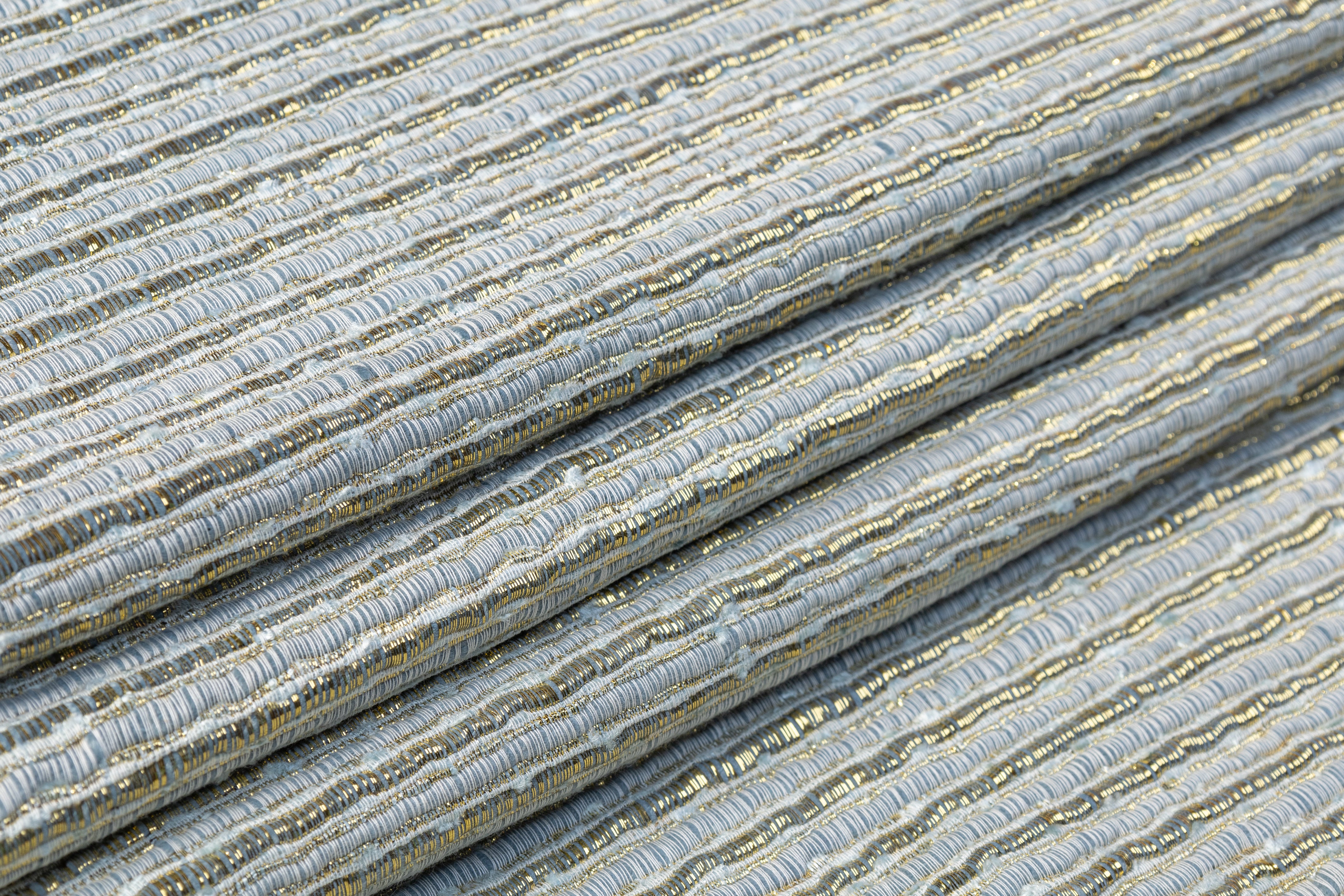 Metallic Viscose Chenille Tweed - Blue / Gold