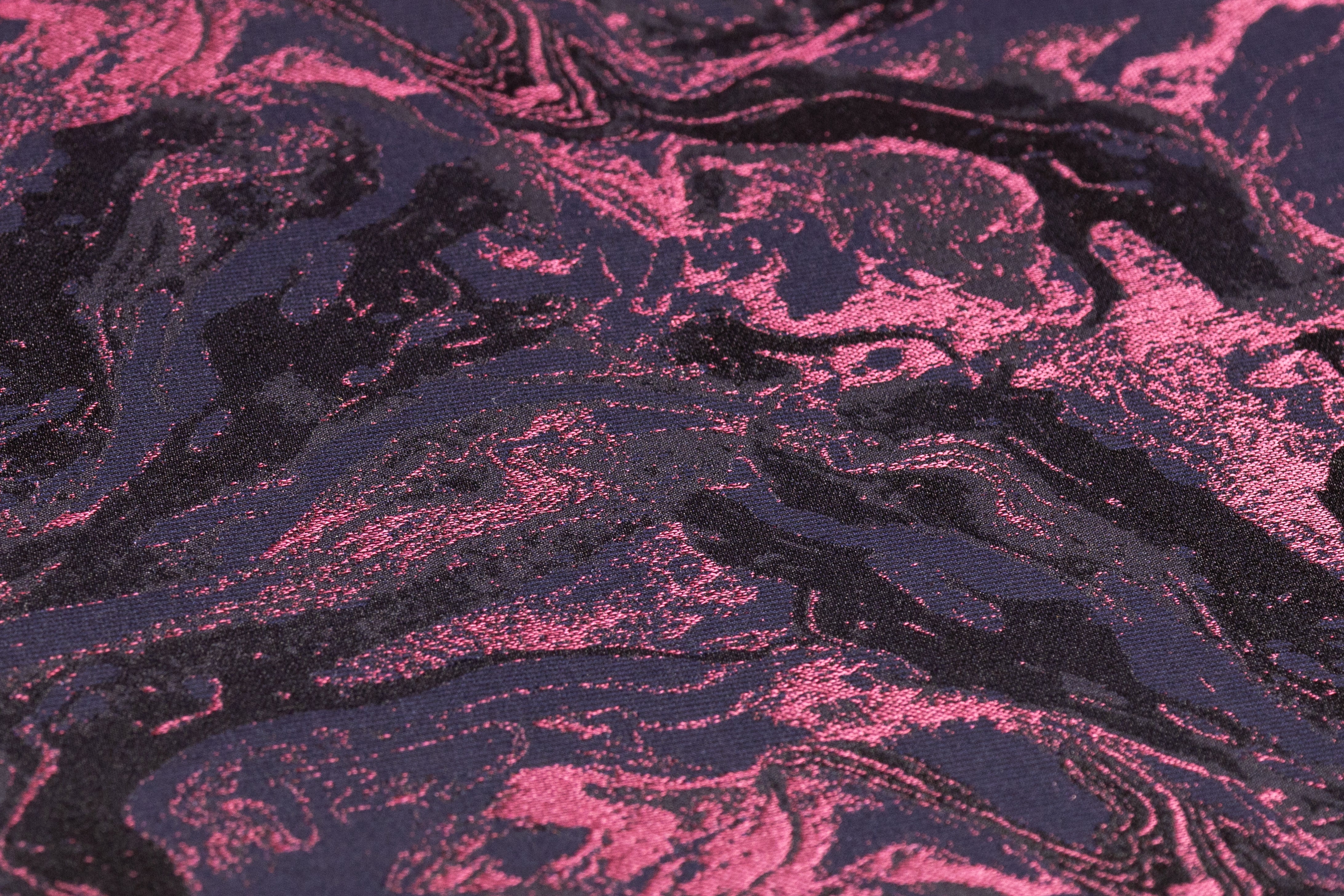 Abstract Italian Silk Blend Brocade - Pink / Navy
