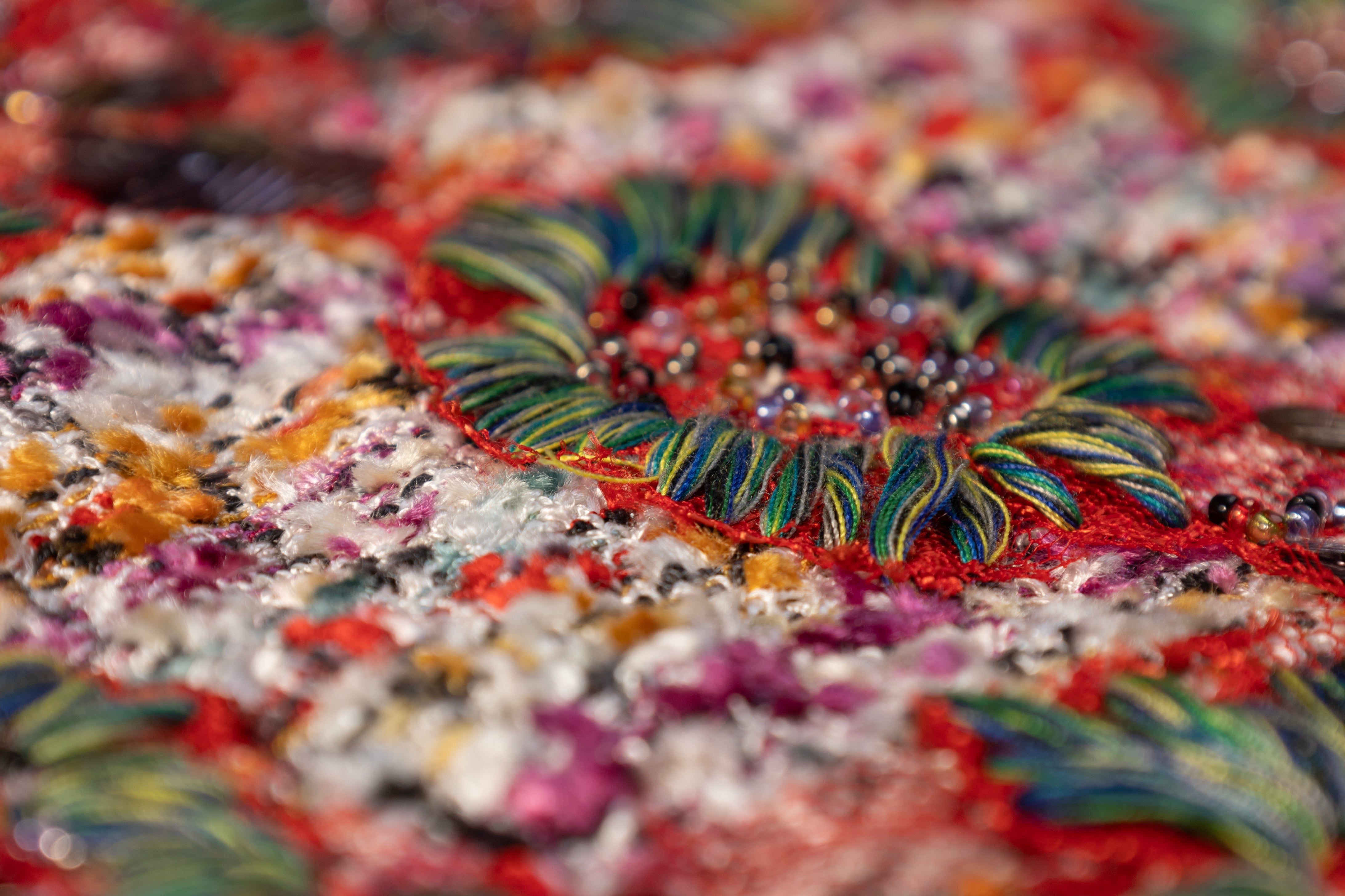 Hand Embroidered Chenille Tweed - Multicolor