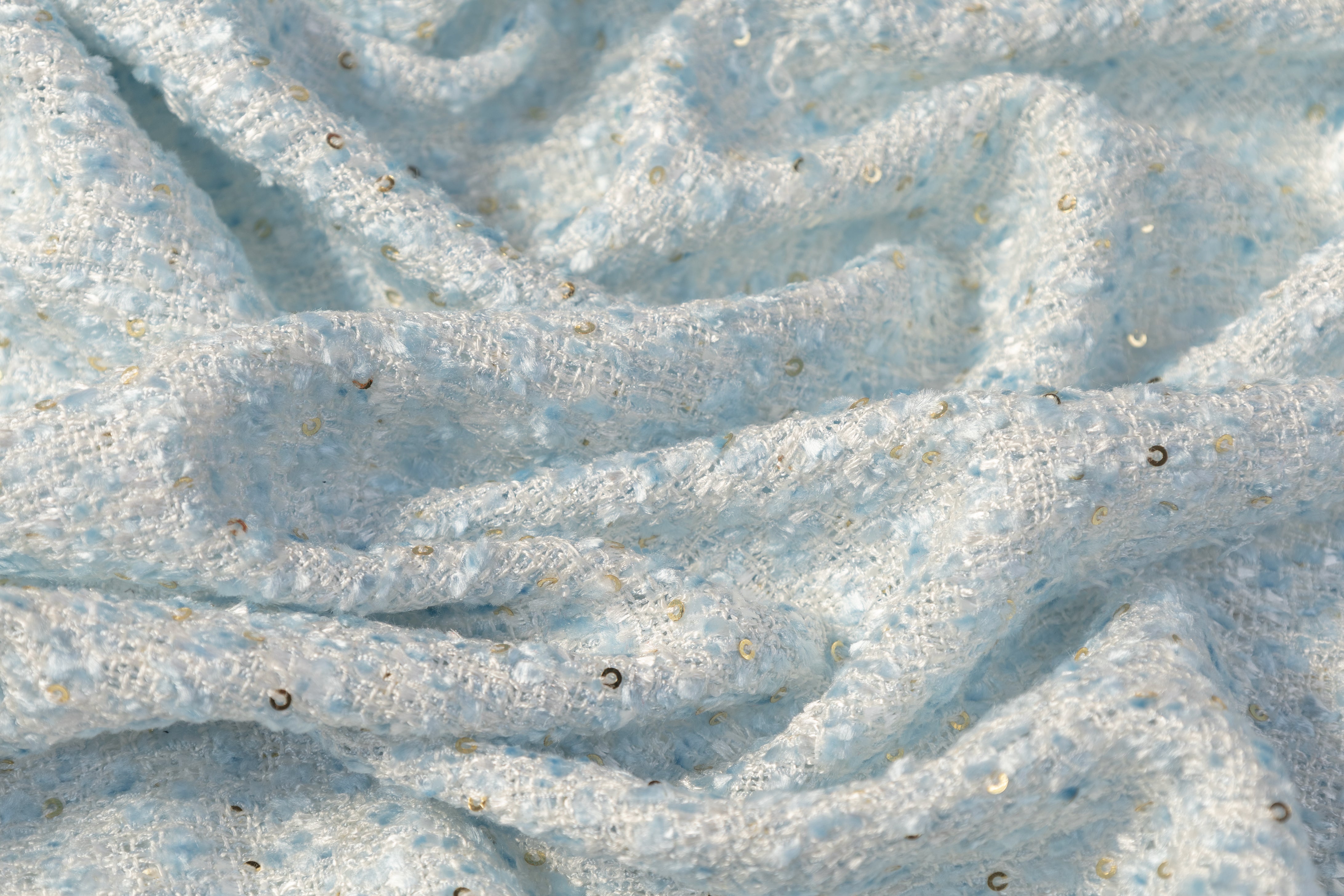 Sequined Viscose Chenille Tweed - Blue