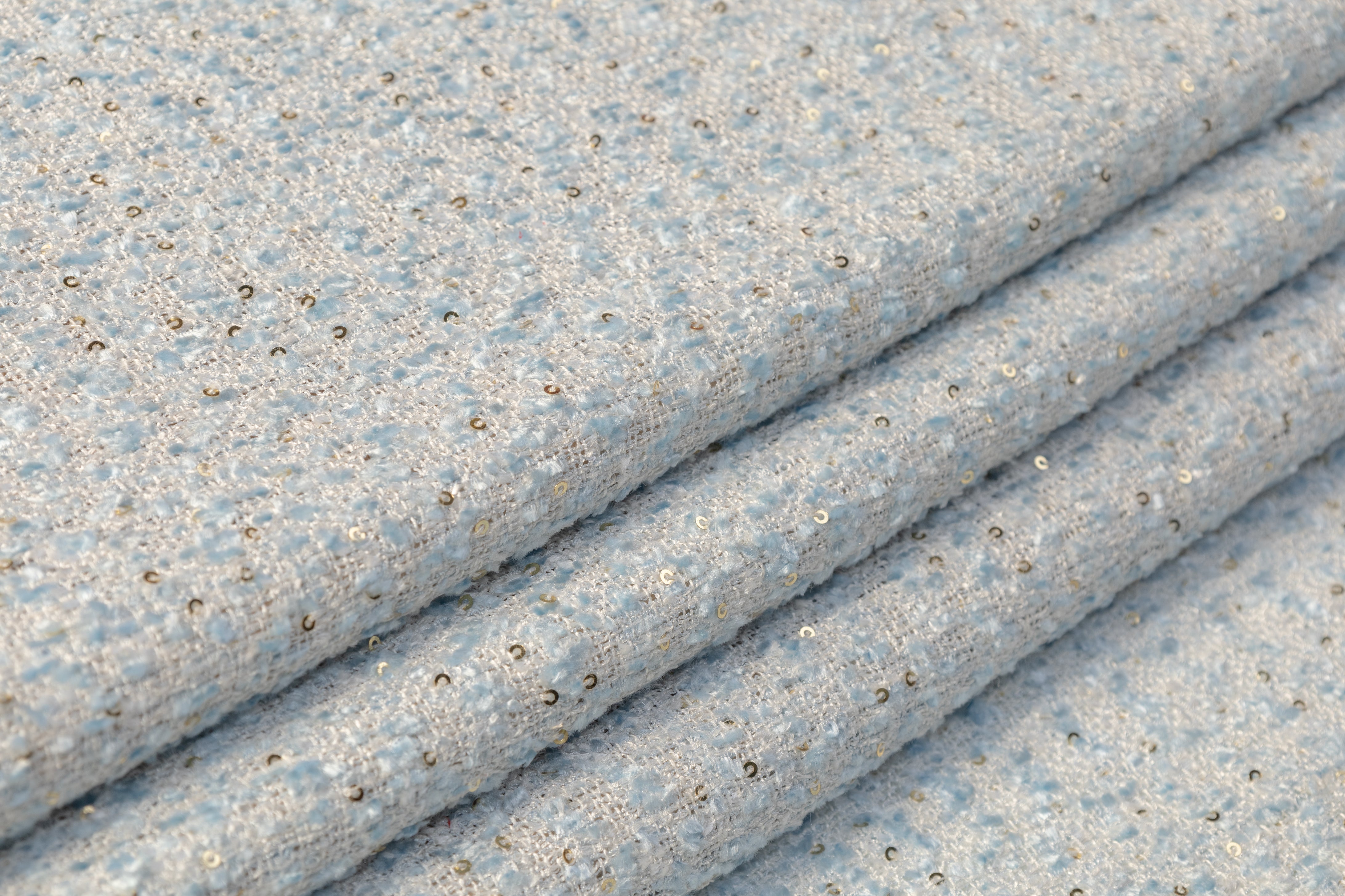 Sequined Viscose Chenille Tweed - Blue