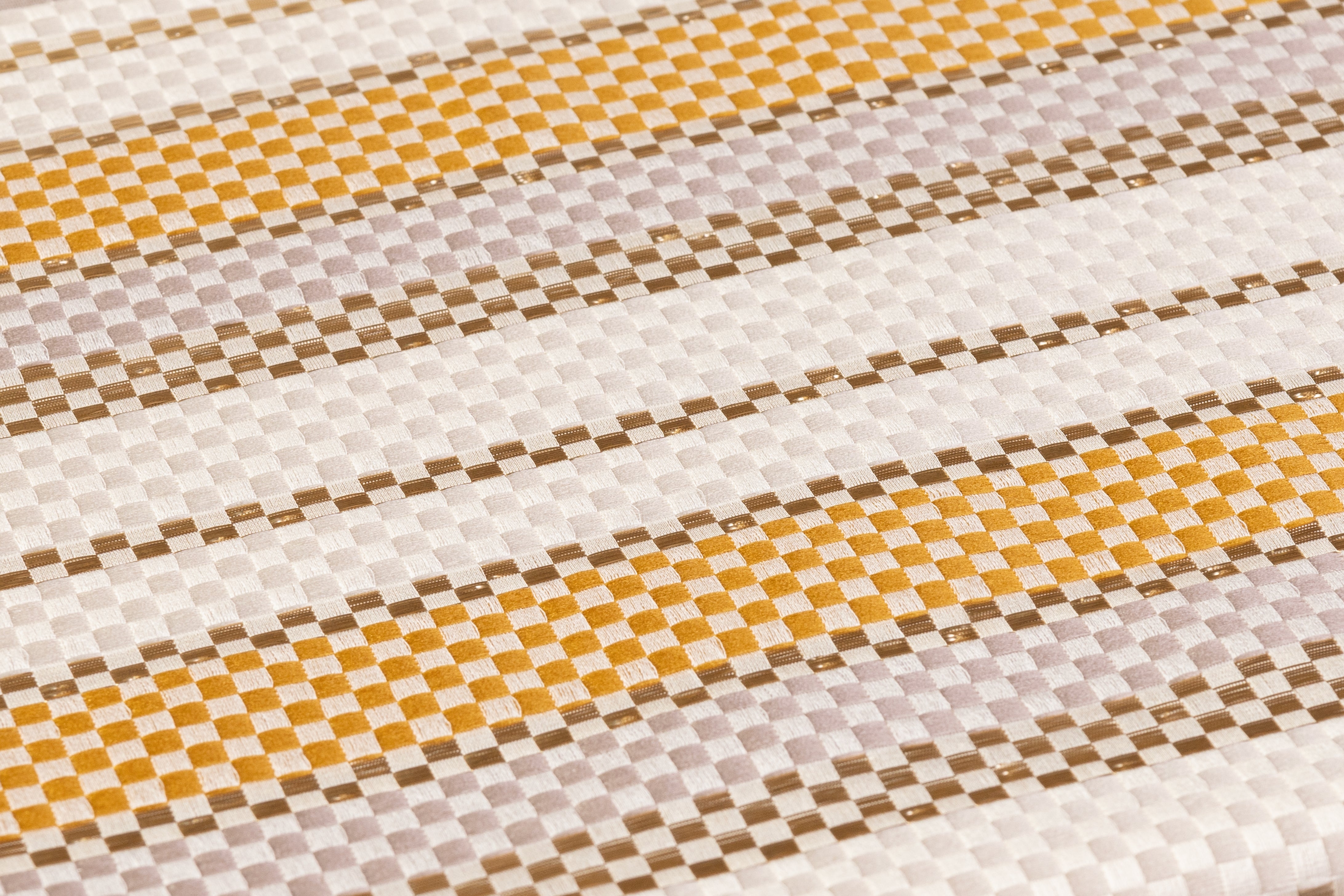Checked Metallic Italian Brocade - Gold / Ivory