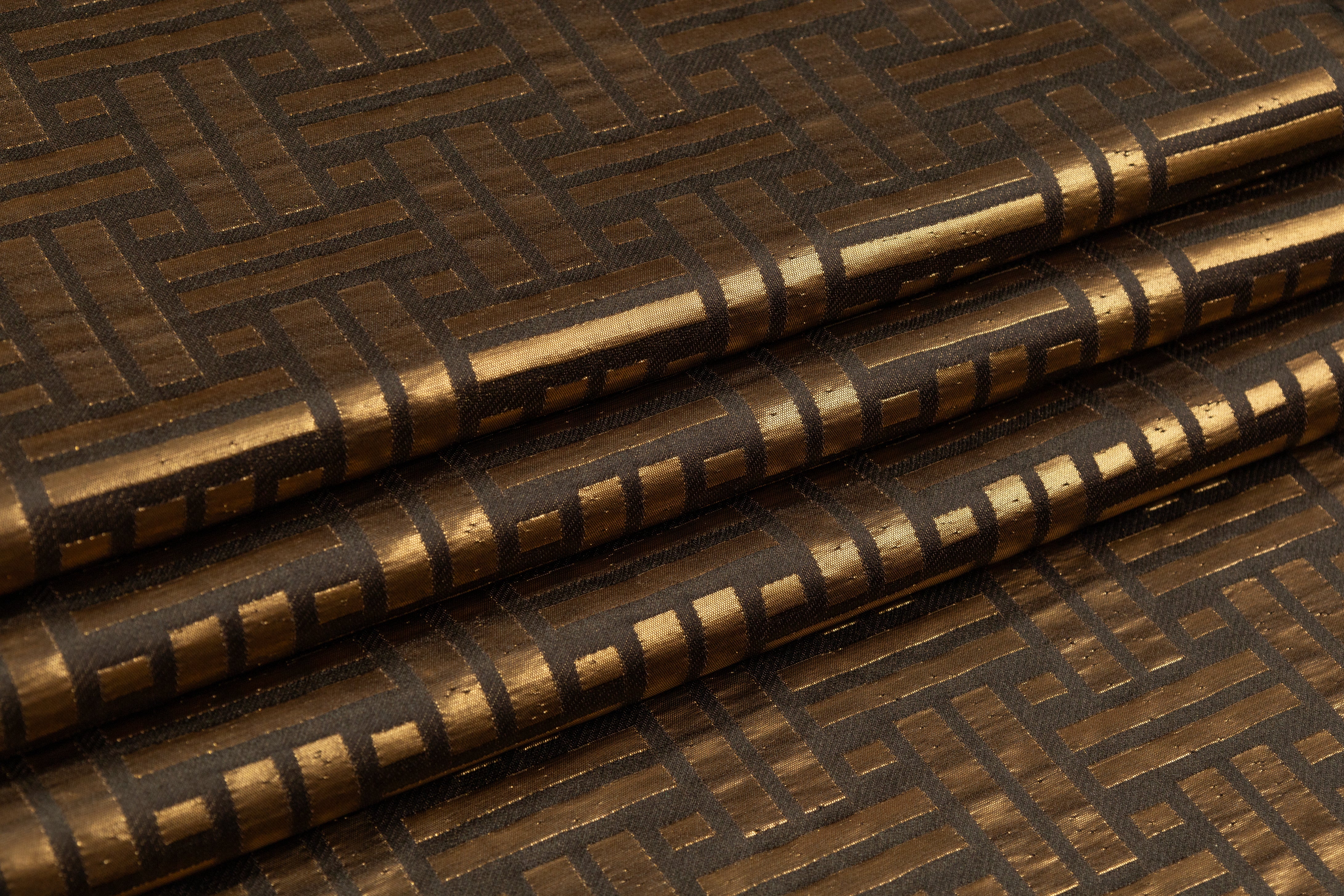 Lattice Metallic Italian Silk Brocade - Bronze
