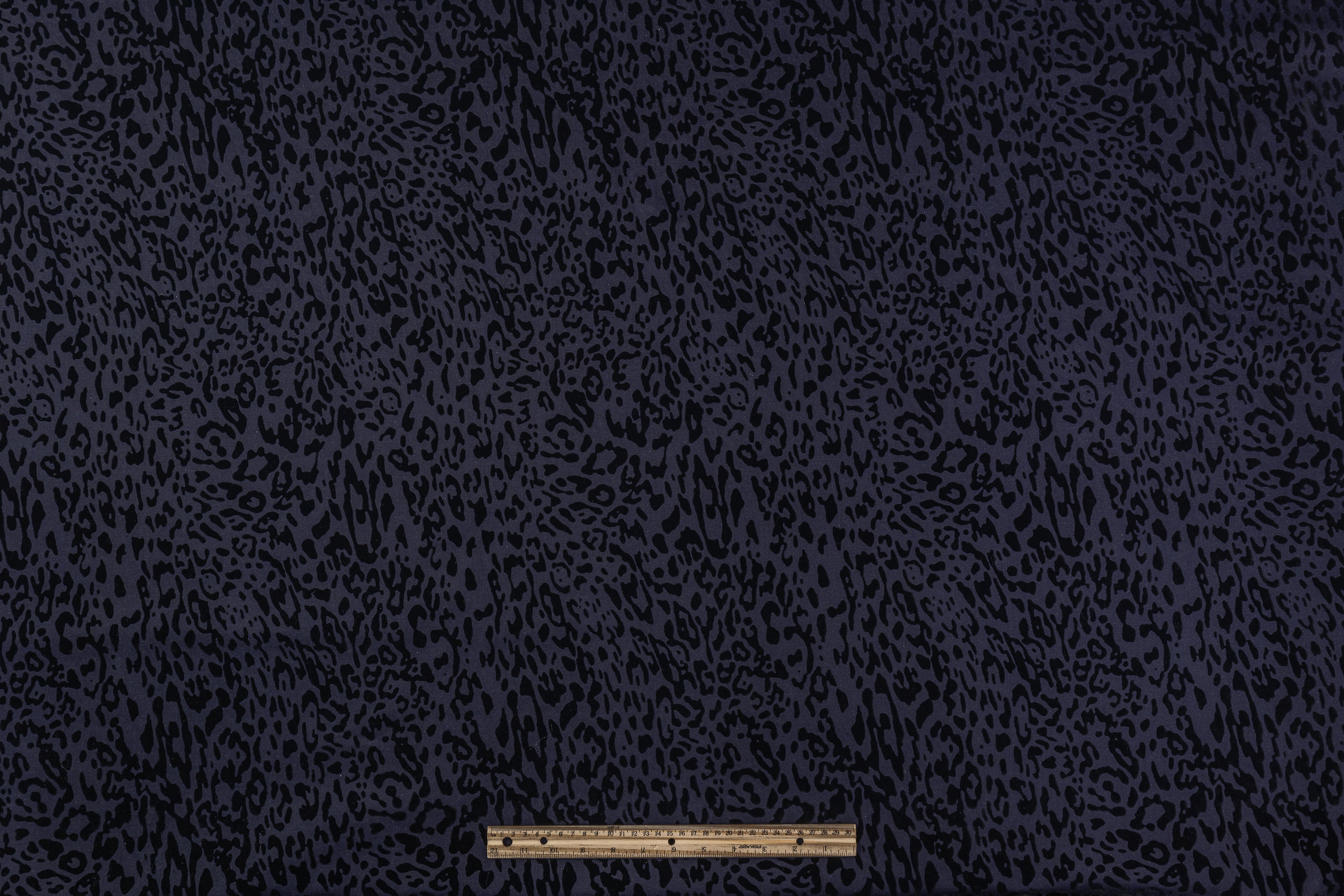 Italian Denim with Cheetah Pattern Flocking - Indigo / Black