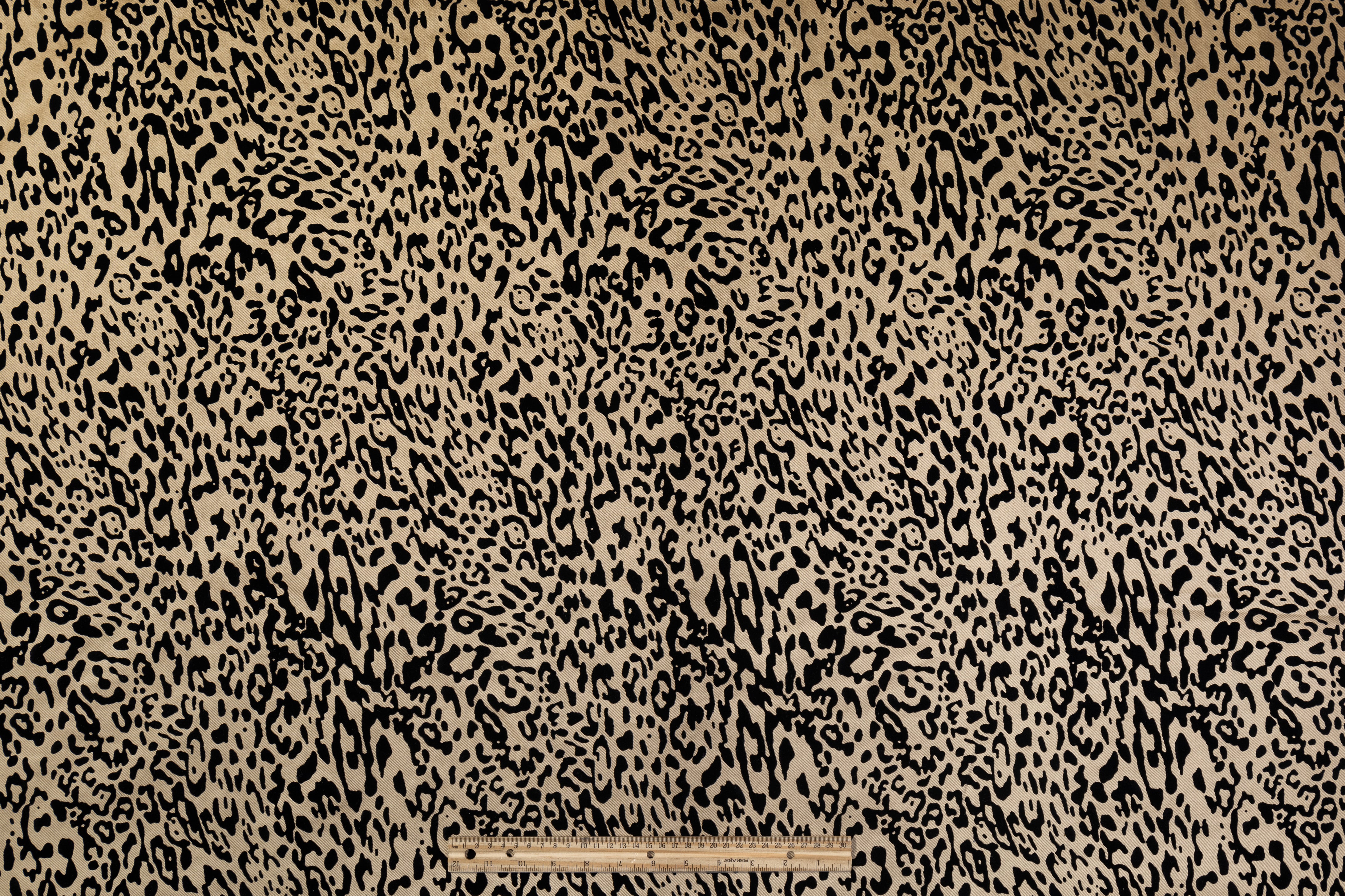 Italian Denim with Cheetah Pattern Flocking - Beige / Black