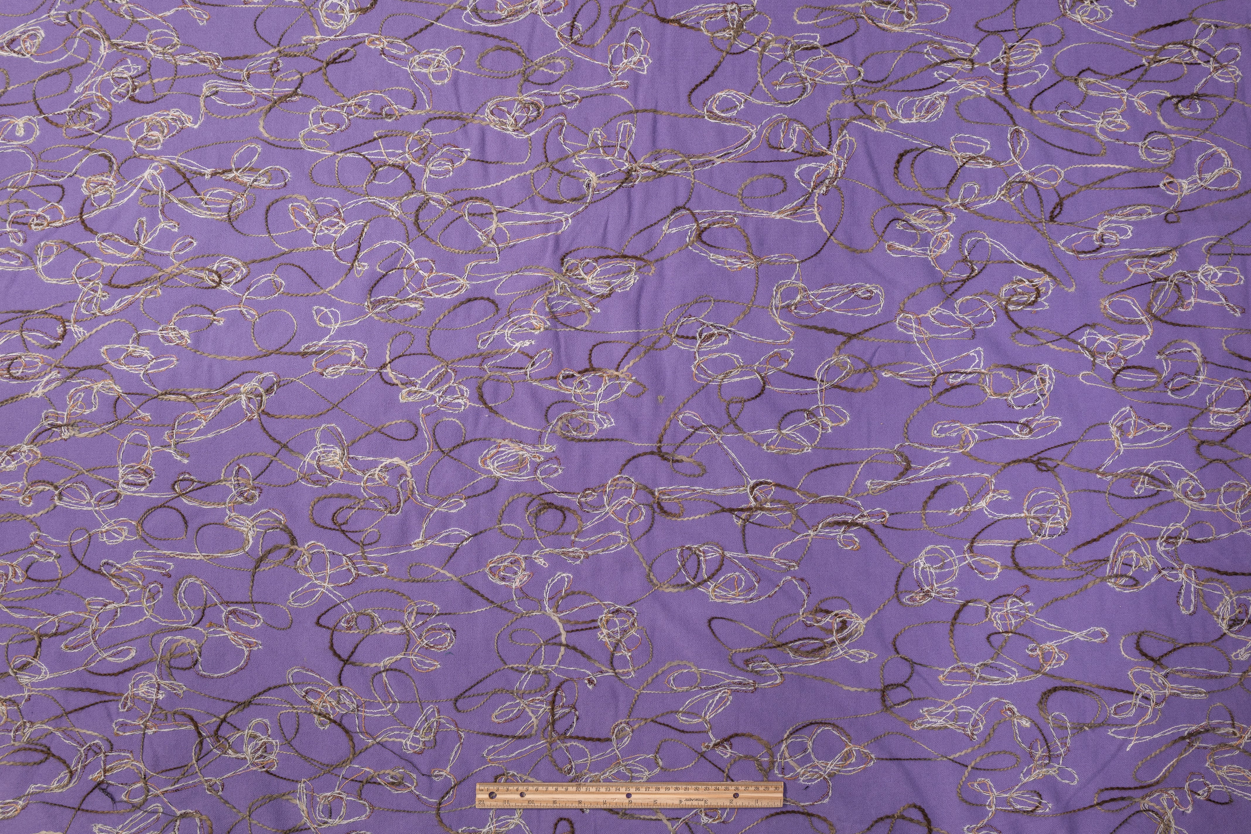 Embroidered Cotton Poly Wool Coating - Purple