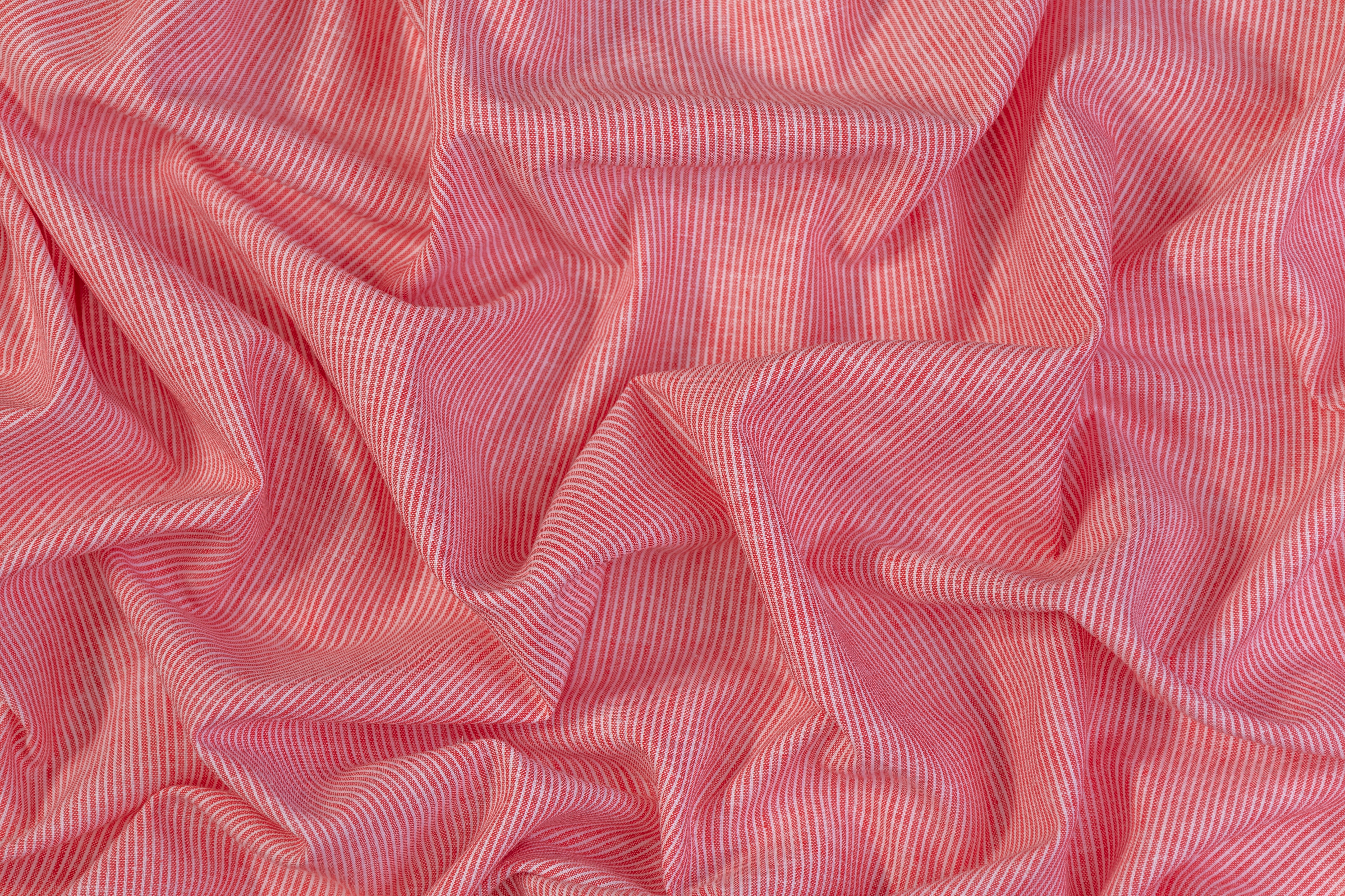 Hairline Striped Printed Linen - Red / White