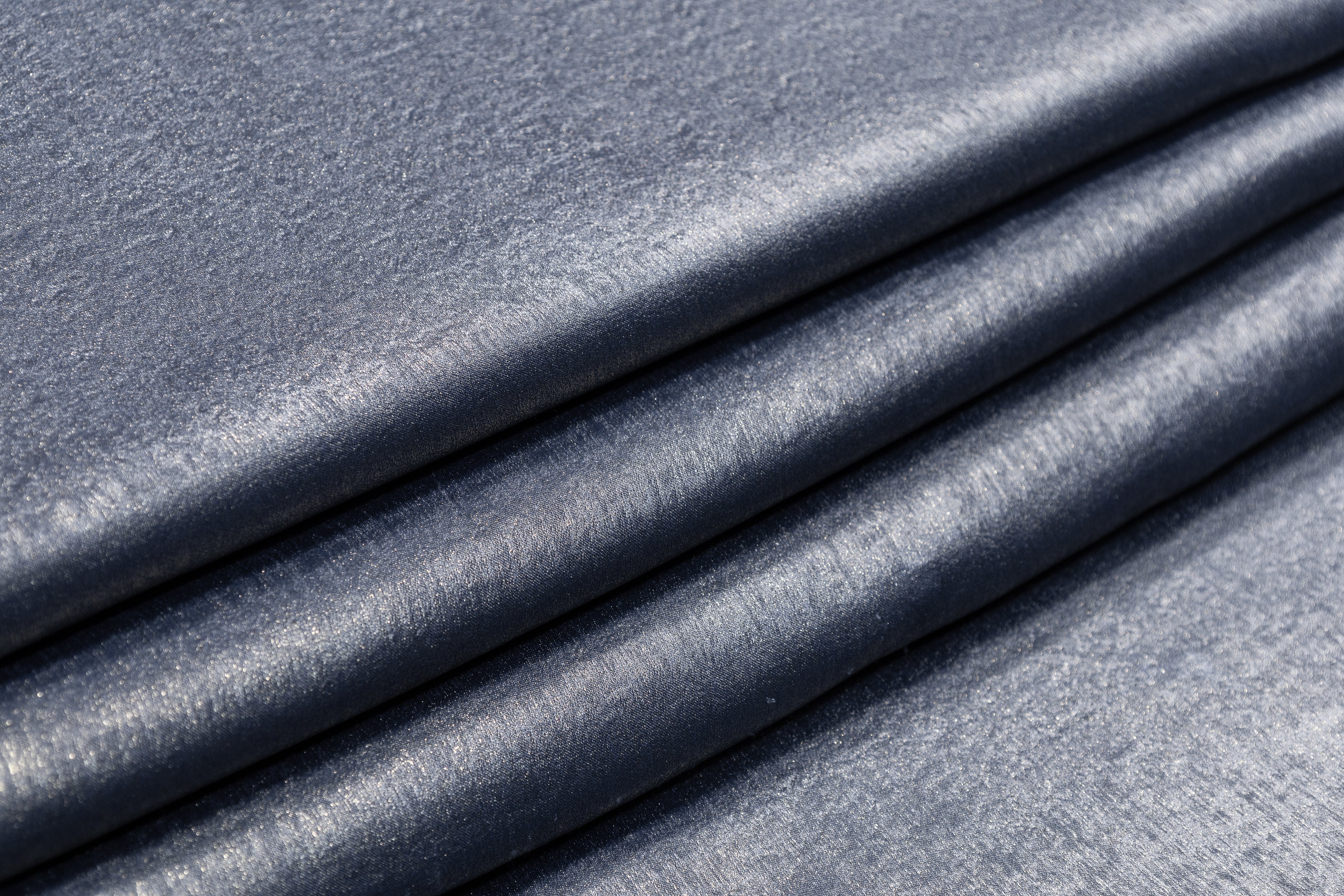 Shimmer Crepe de Chine - Blue Gray / Gold