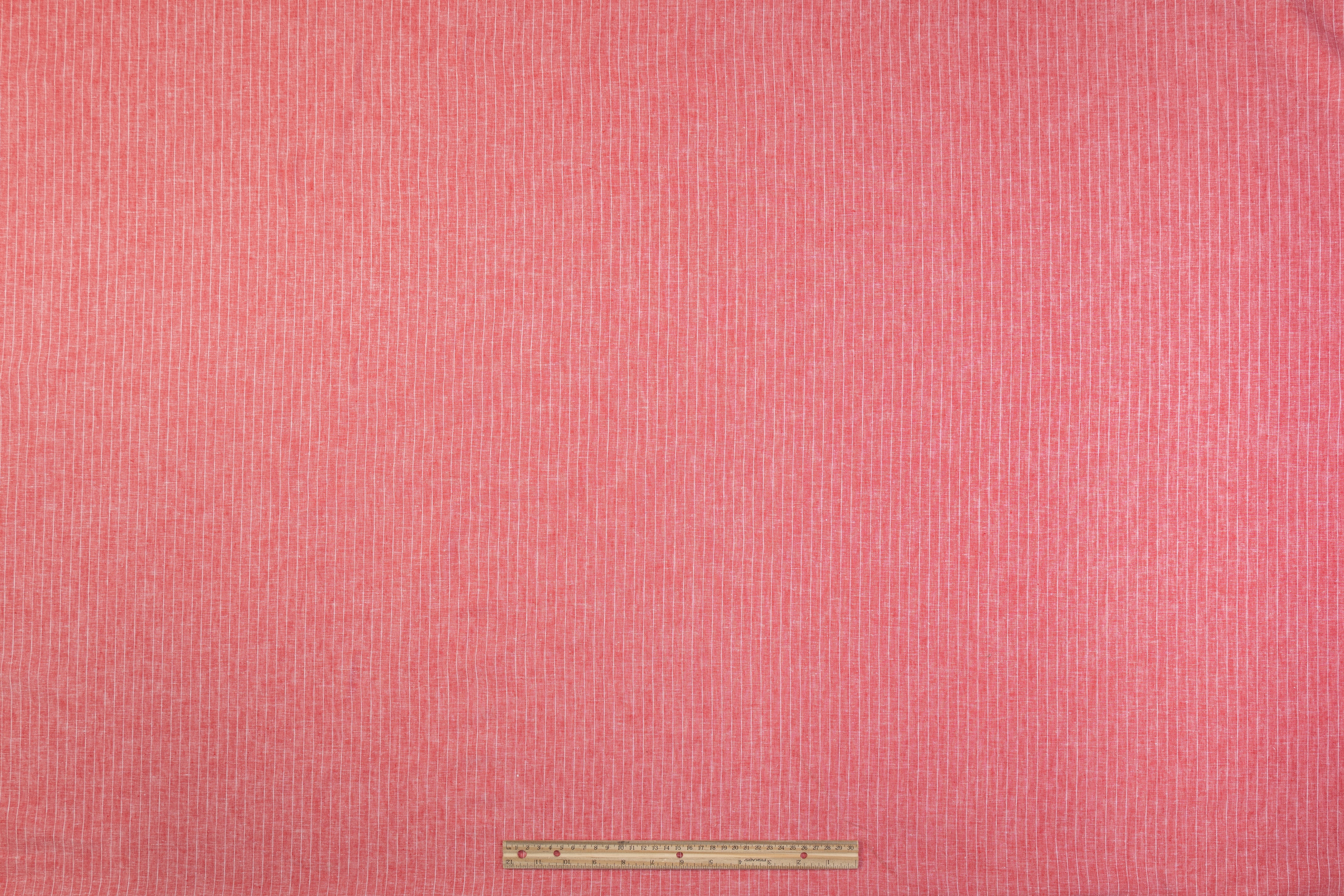 Pin Striped Printed Italian Linen - Red / White