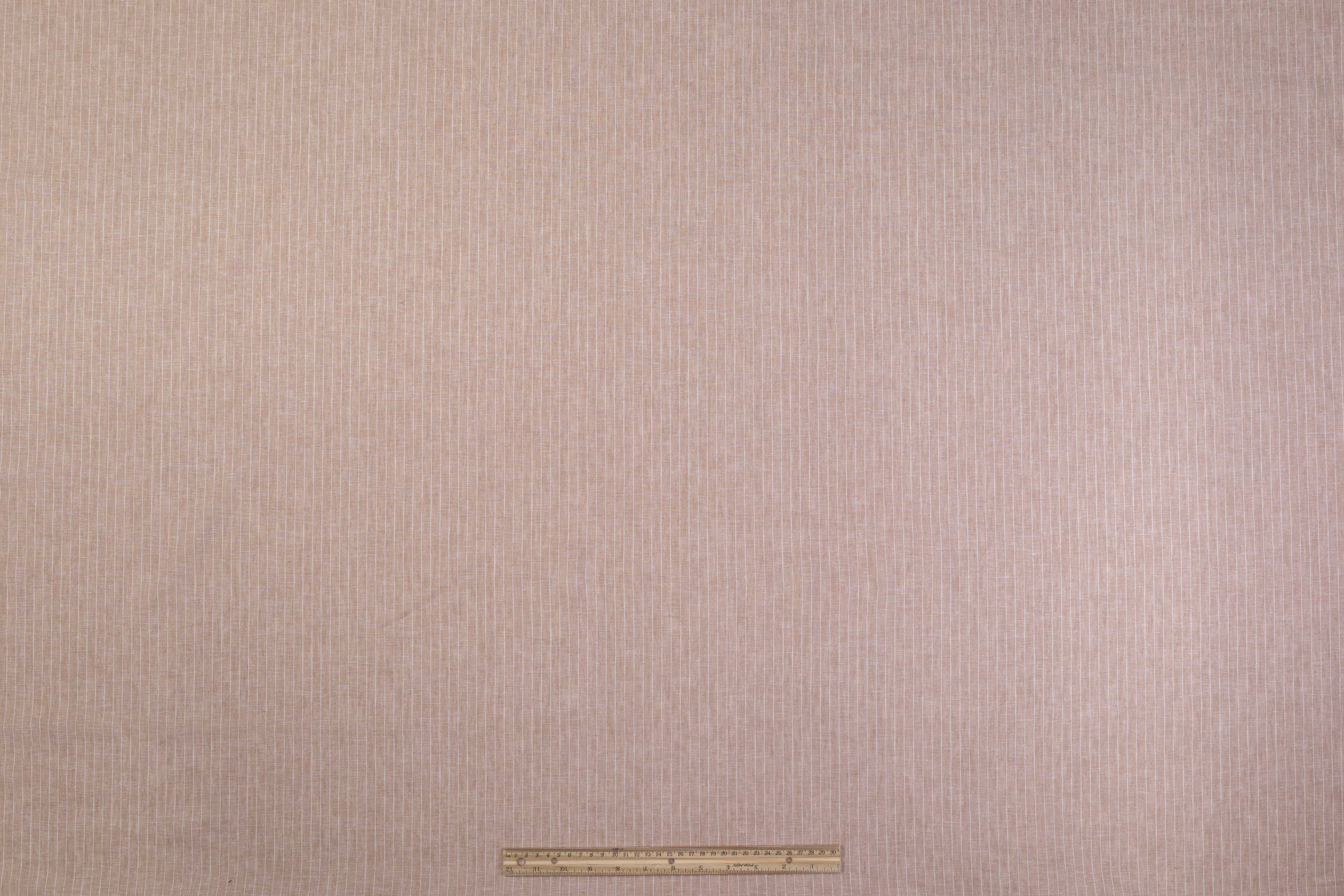 Pin Striped Printed Italian Linen - Taupe / White