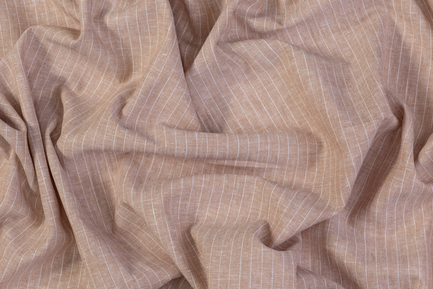 Pin Striped Printed Italian Linen - Taupe / White