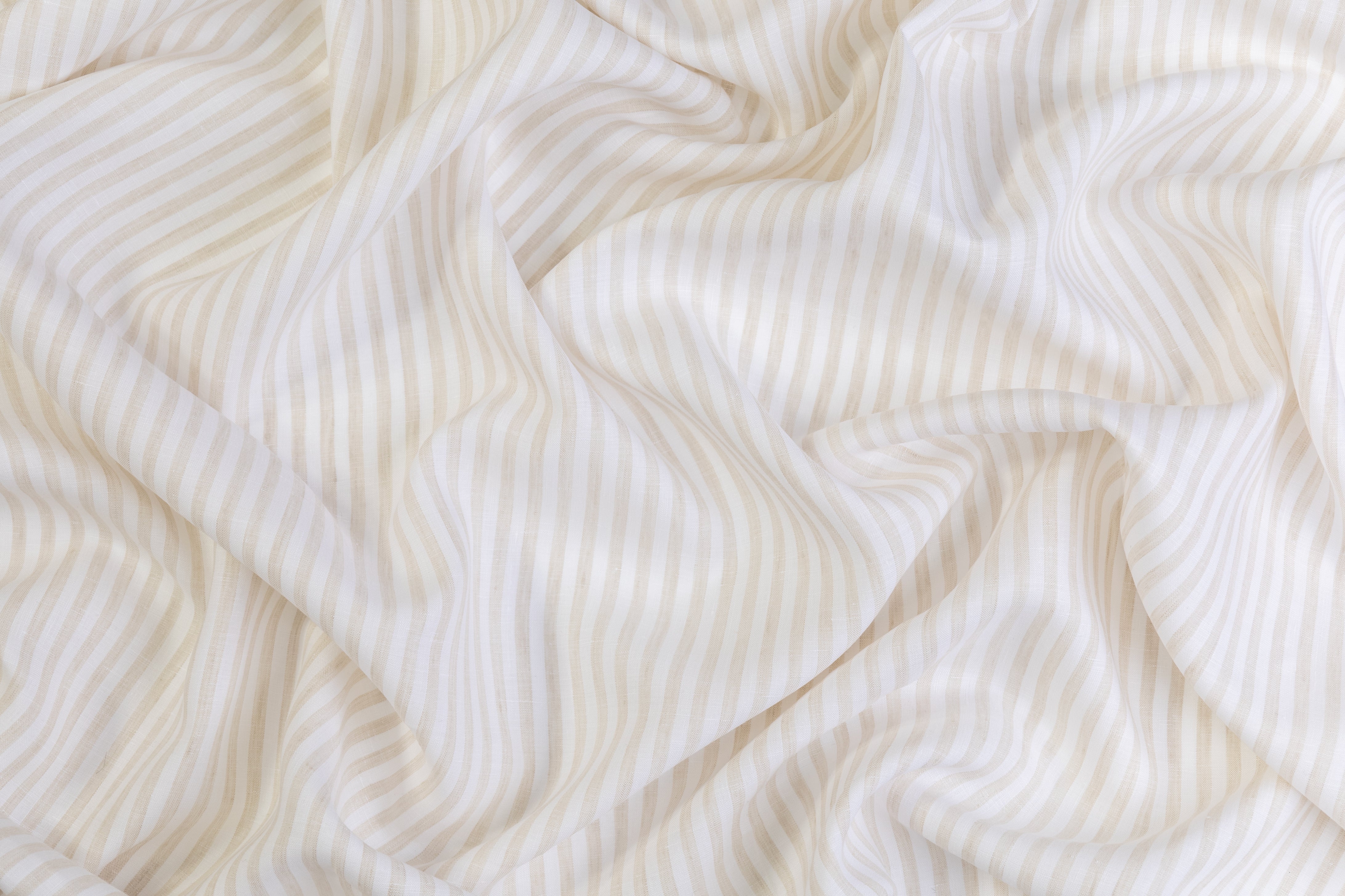 Striped Italian Linen - Taupe / White