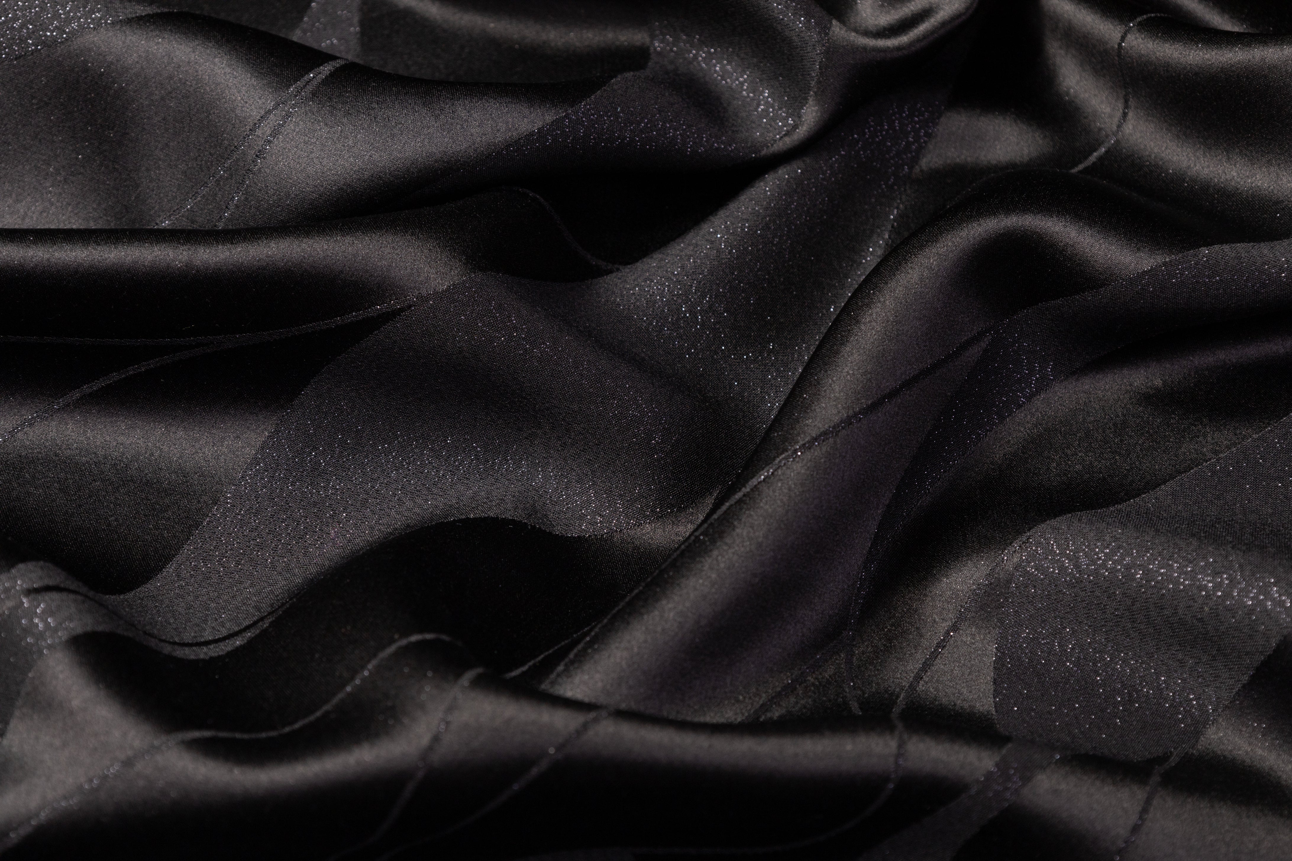 Metallic Italian Silk Viscose Jacquard - Black