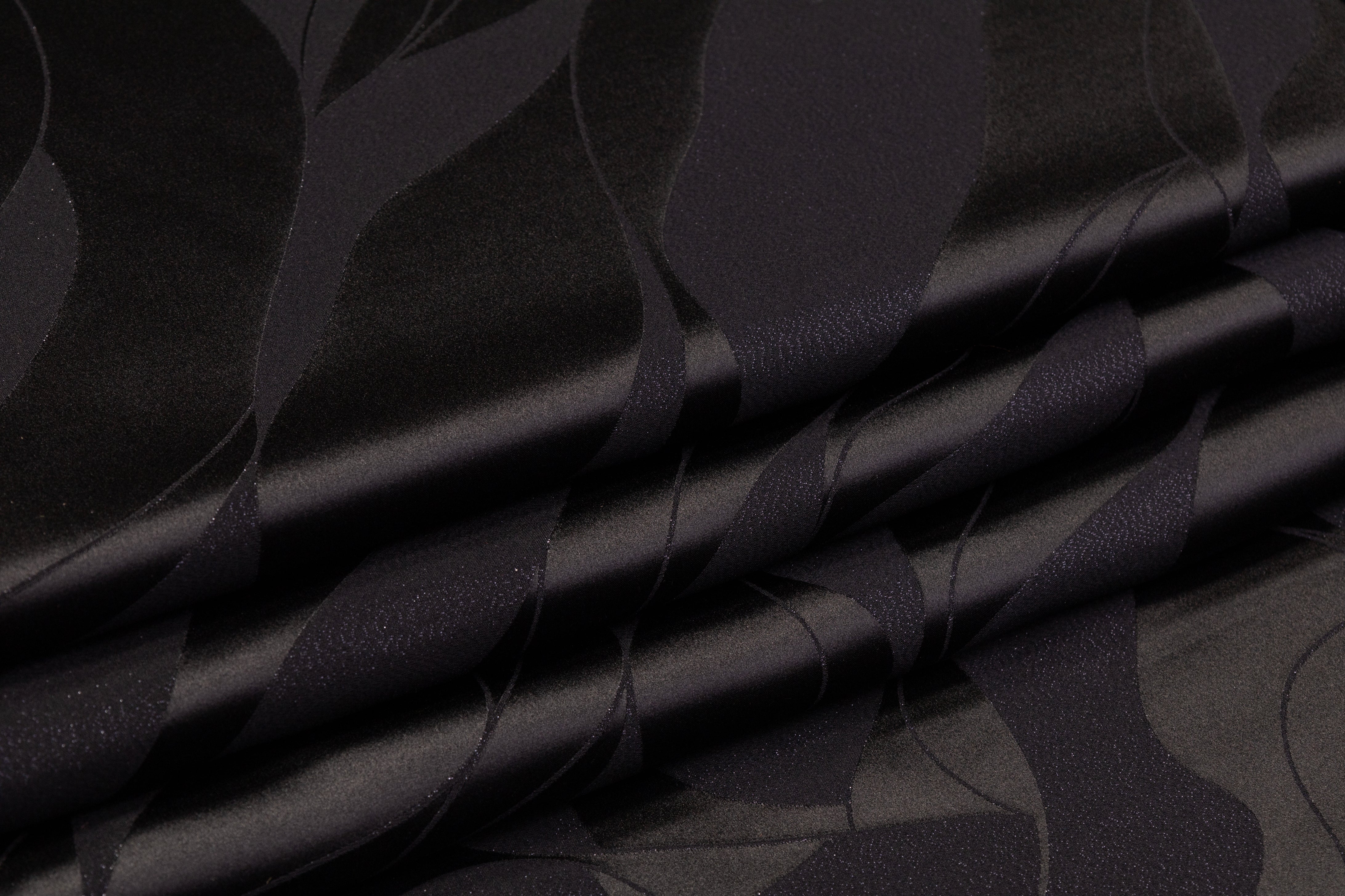 Metallic Italian Silk Viscose Jacquard - Black