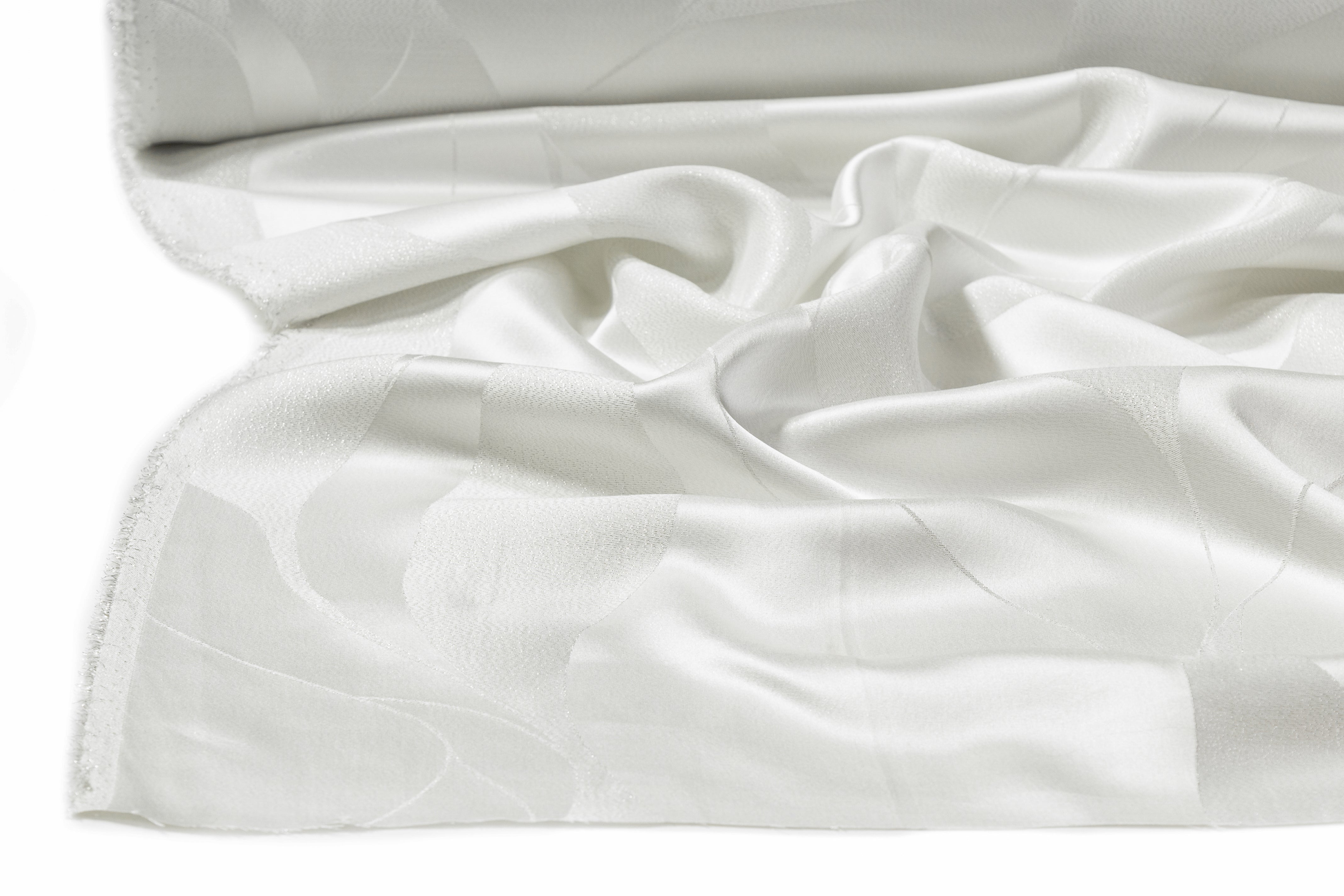 Metallic Italian Silk Viscose Jacquard - Off White