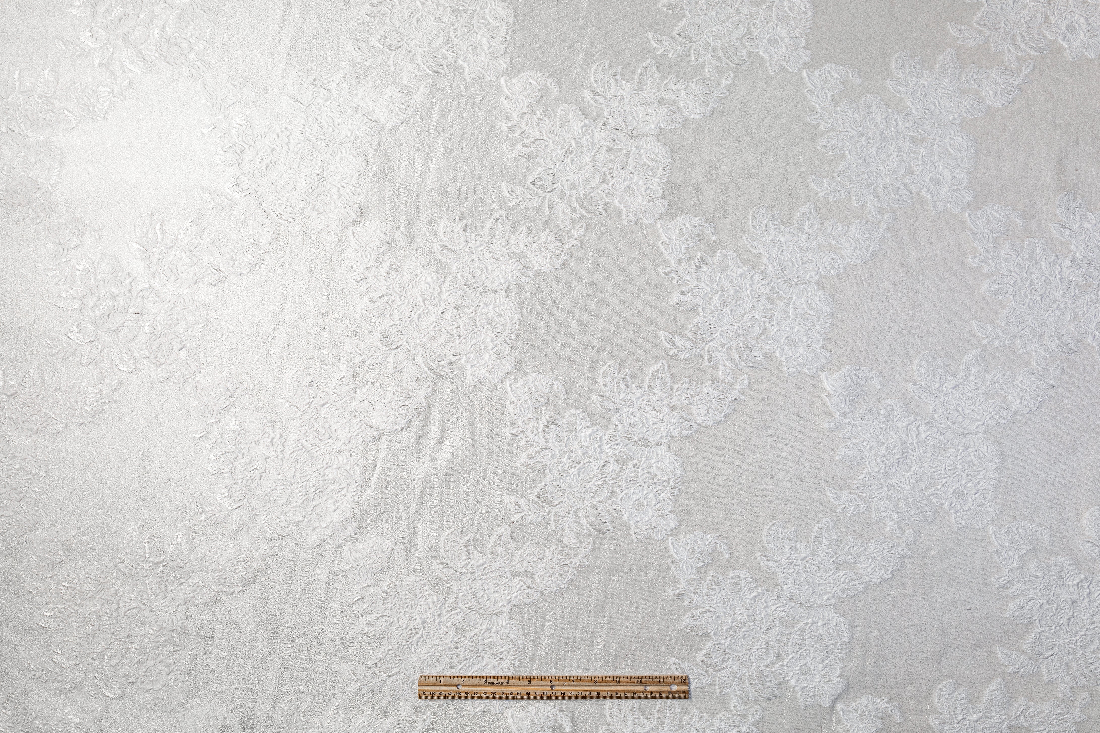 Floral Metallic Organza Fil Coupé Brocade - Off White