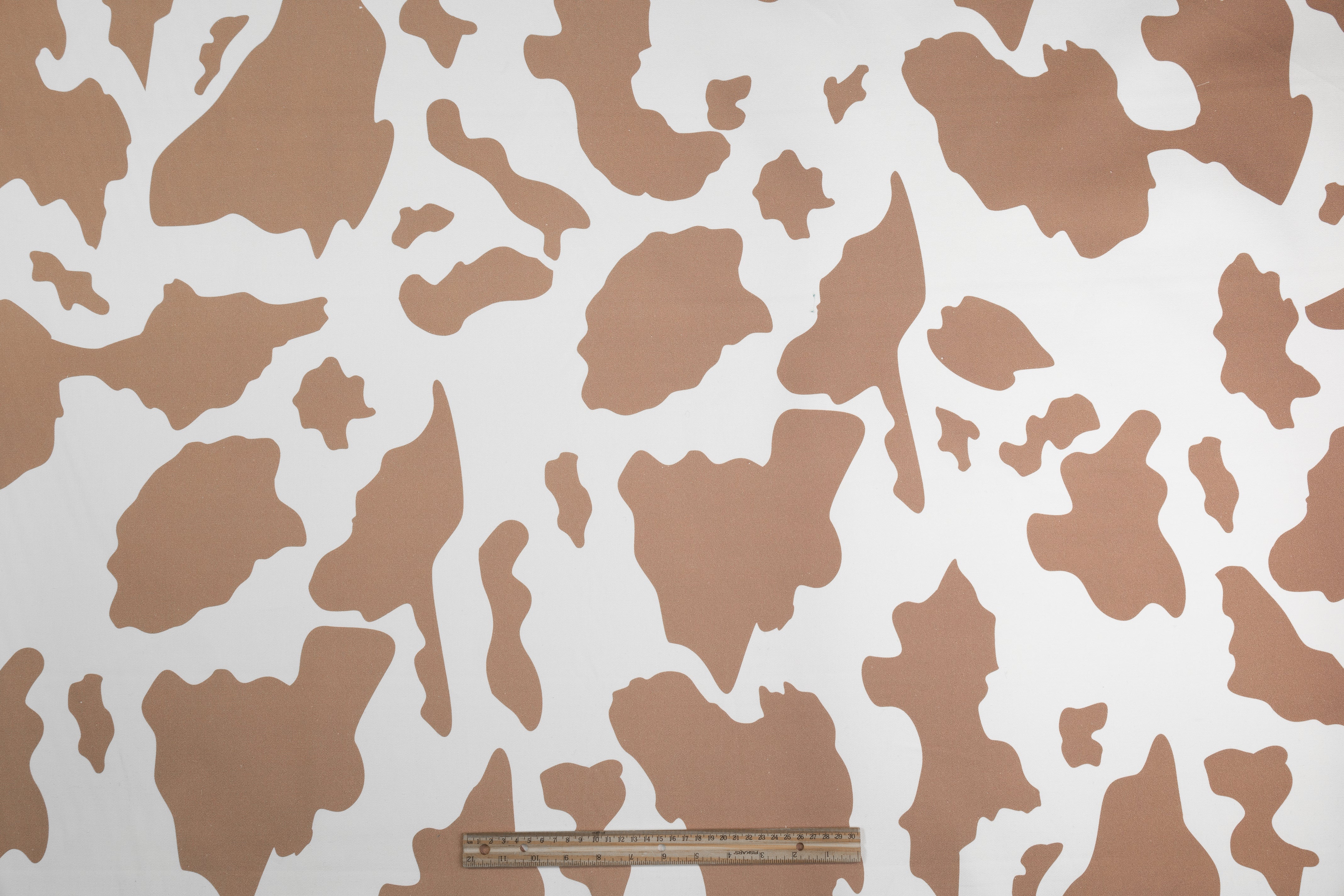 Cow Print Italian Cotton Canvas - White / Brown