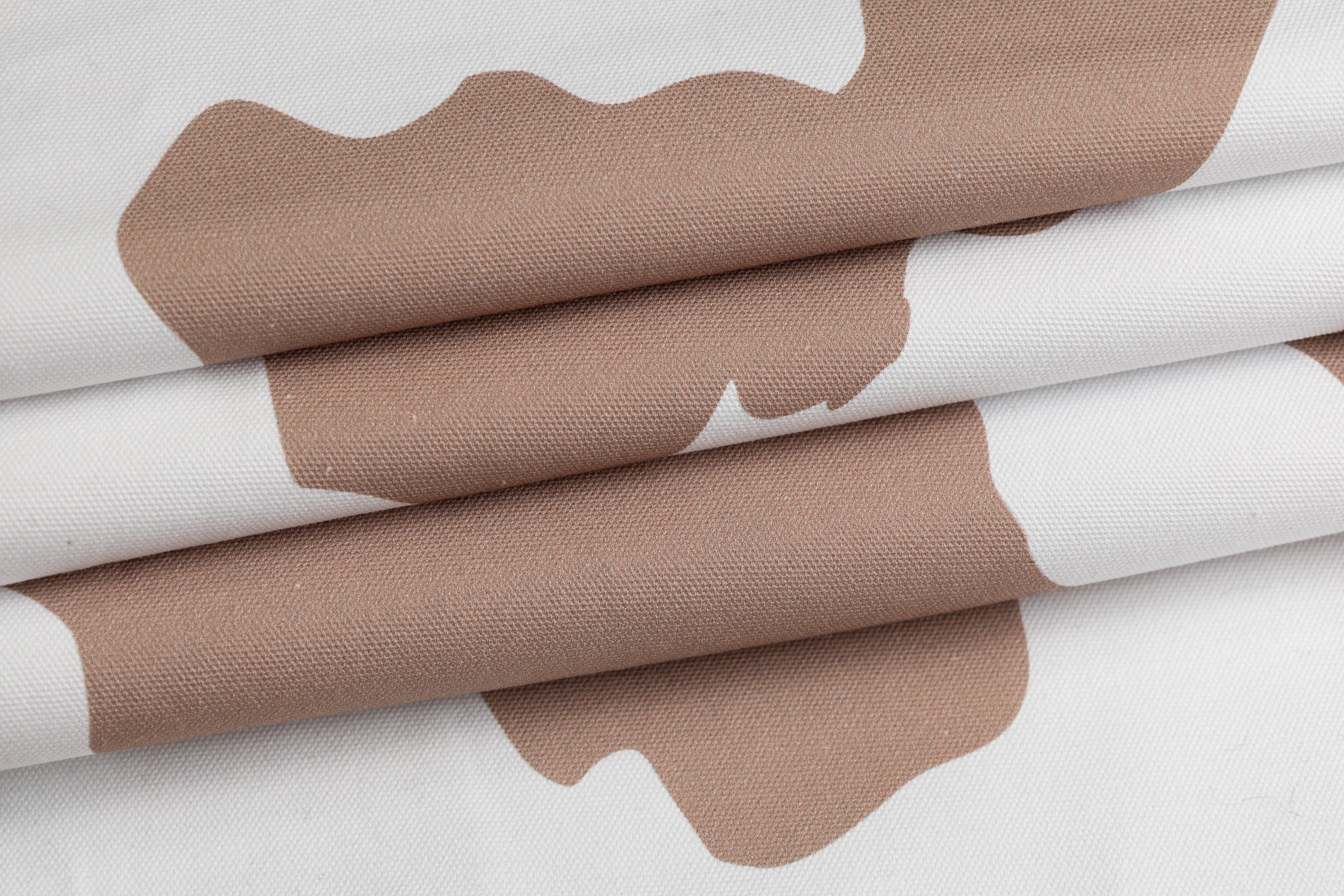 Cow Print Italian Cotton Canvas - White / Brown