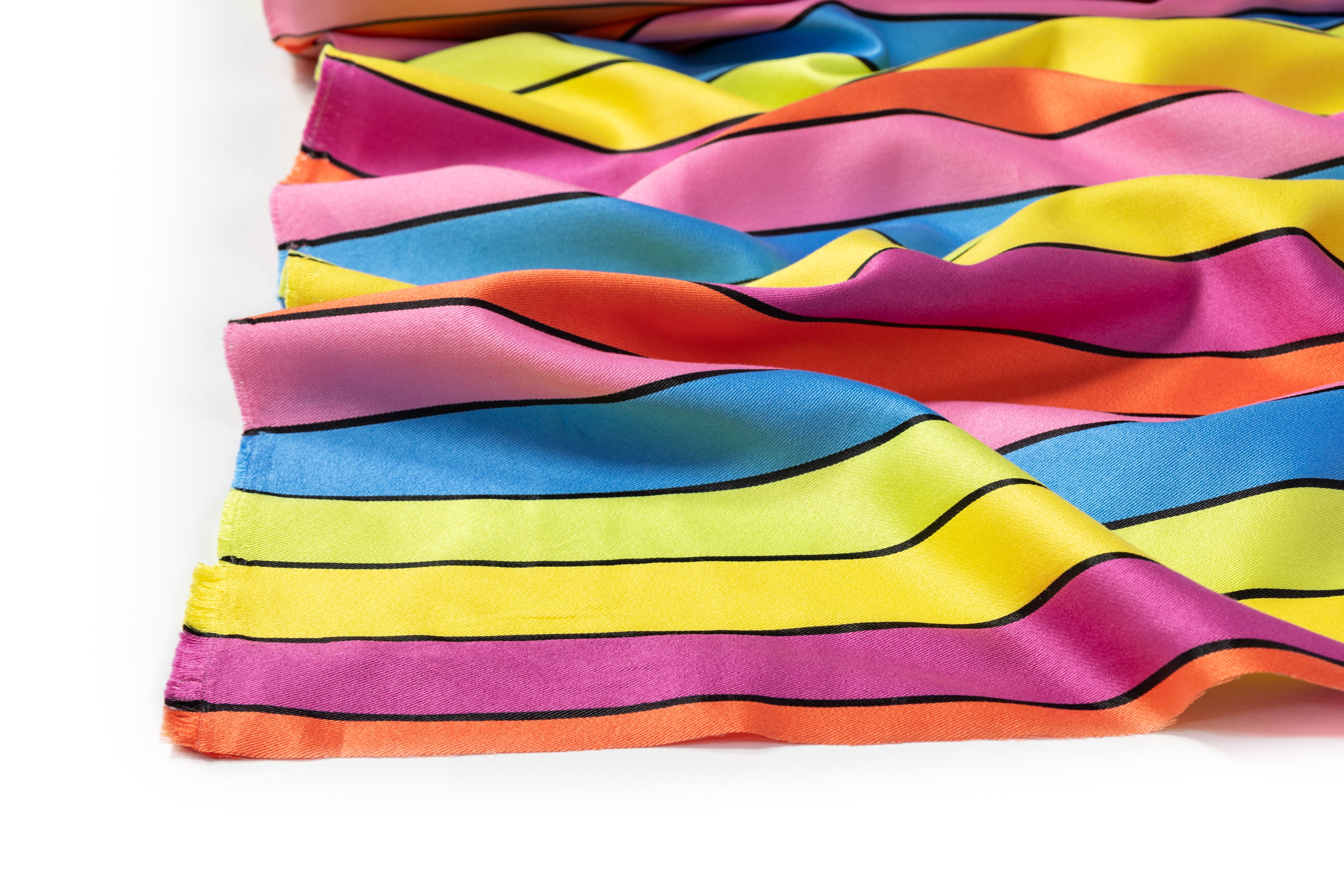 Striped Italian Cotton Silk Blend Twill - Multicolor