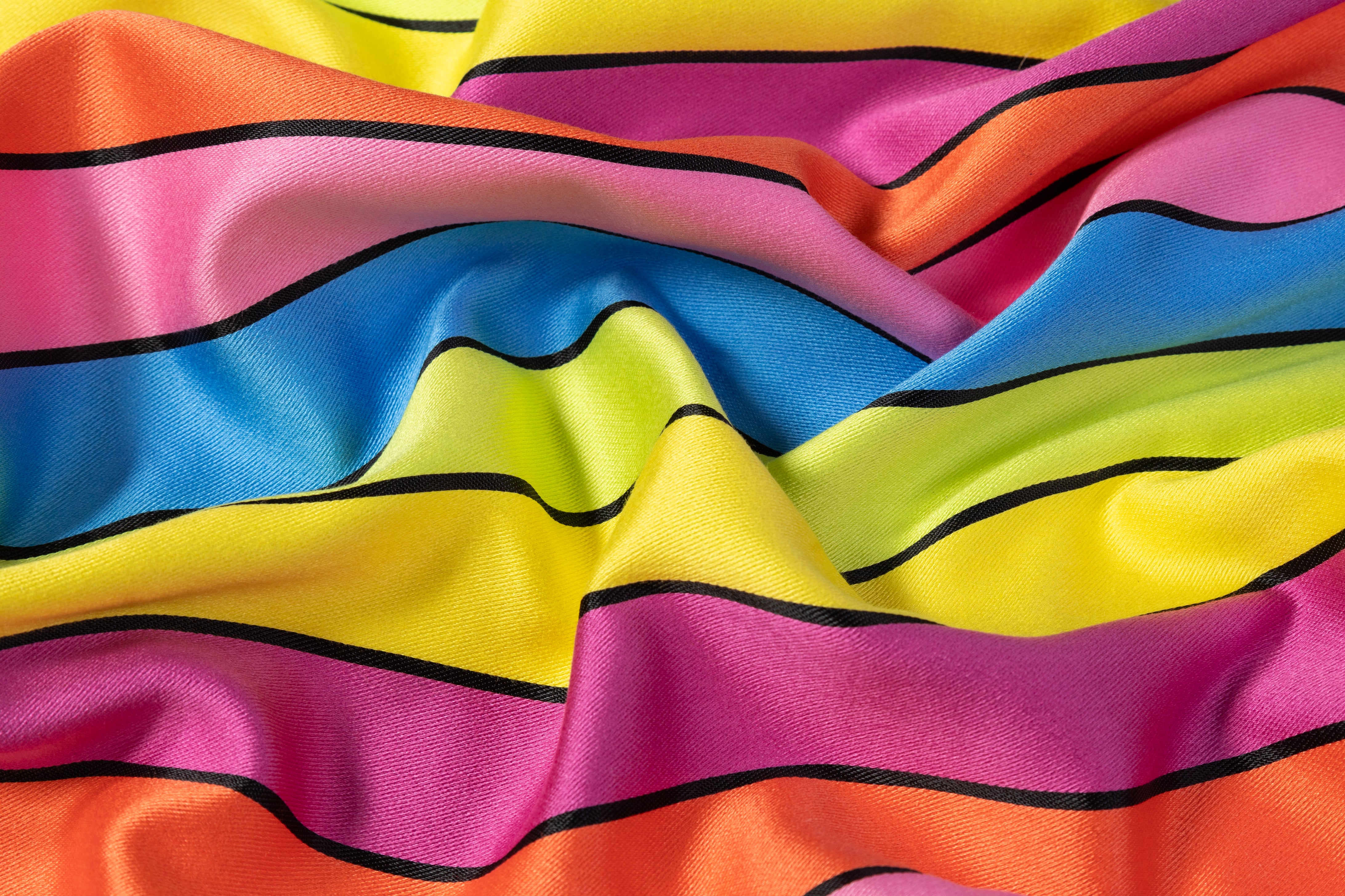 Striped Italian Cotton Silk Blend Twill - Multicolor