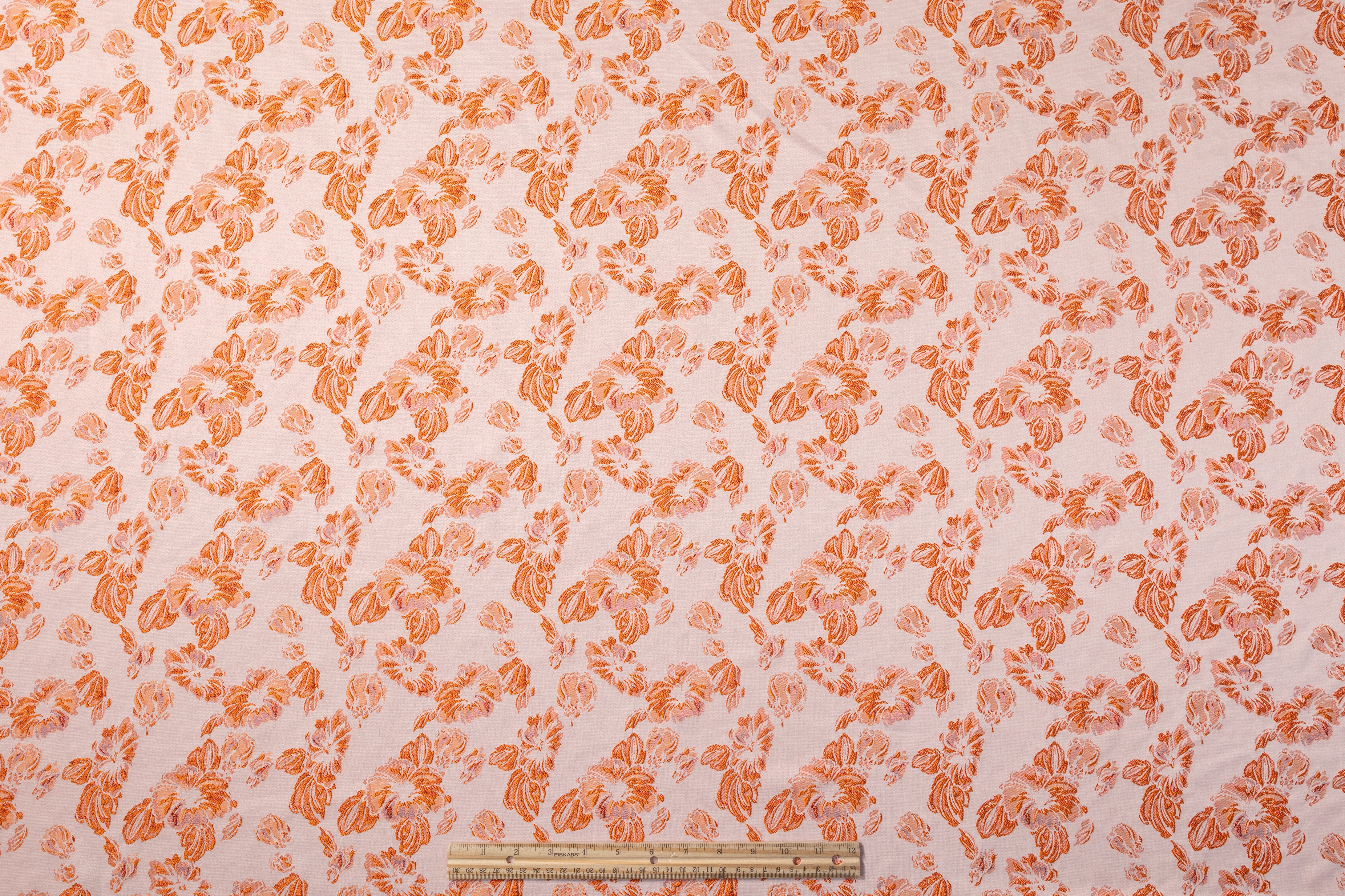 Floral Metallic Brocade - Orange