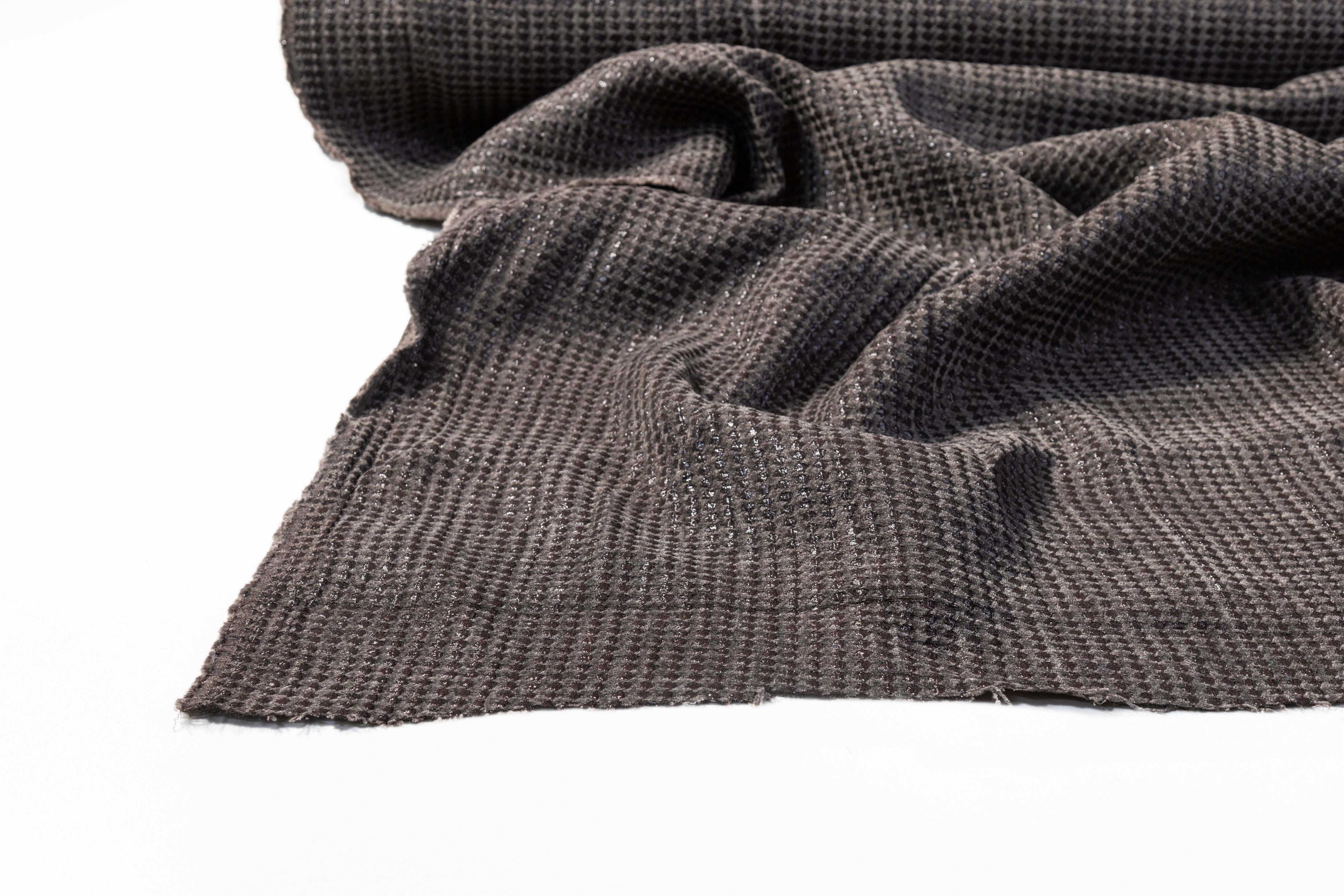 Dotted Metallic Chenille Brocade - Gray