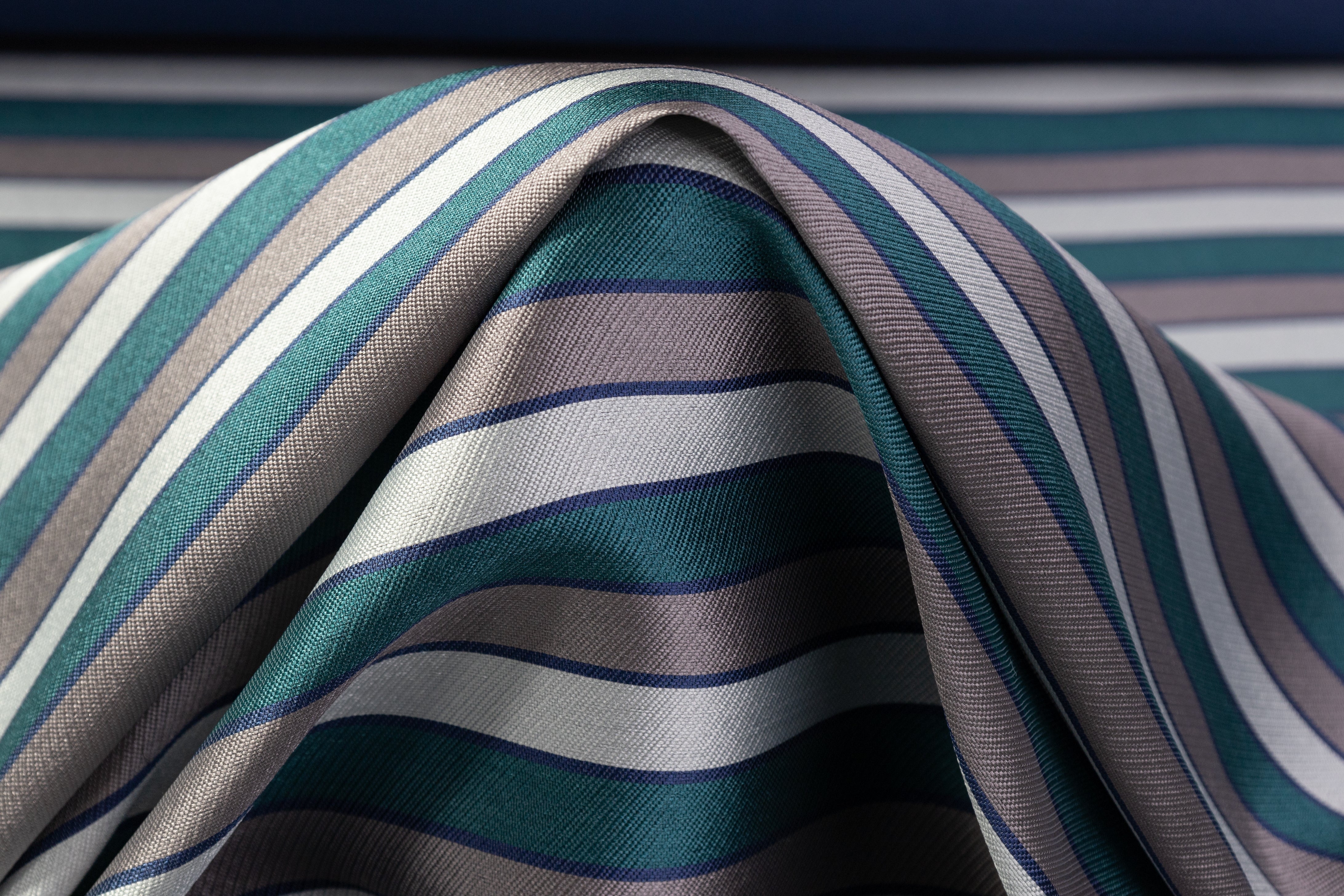 Striped Italian Jacquard - Teal / Gray