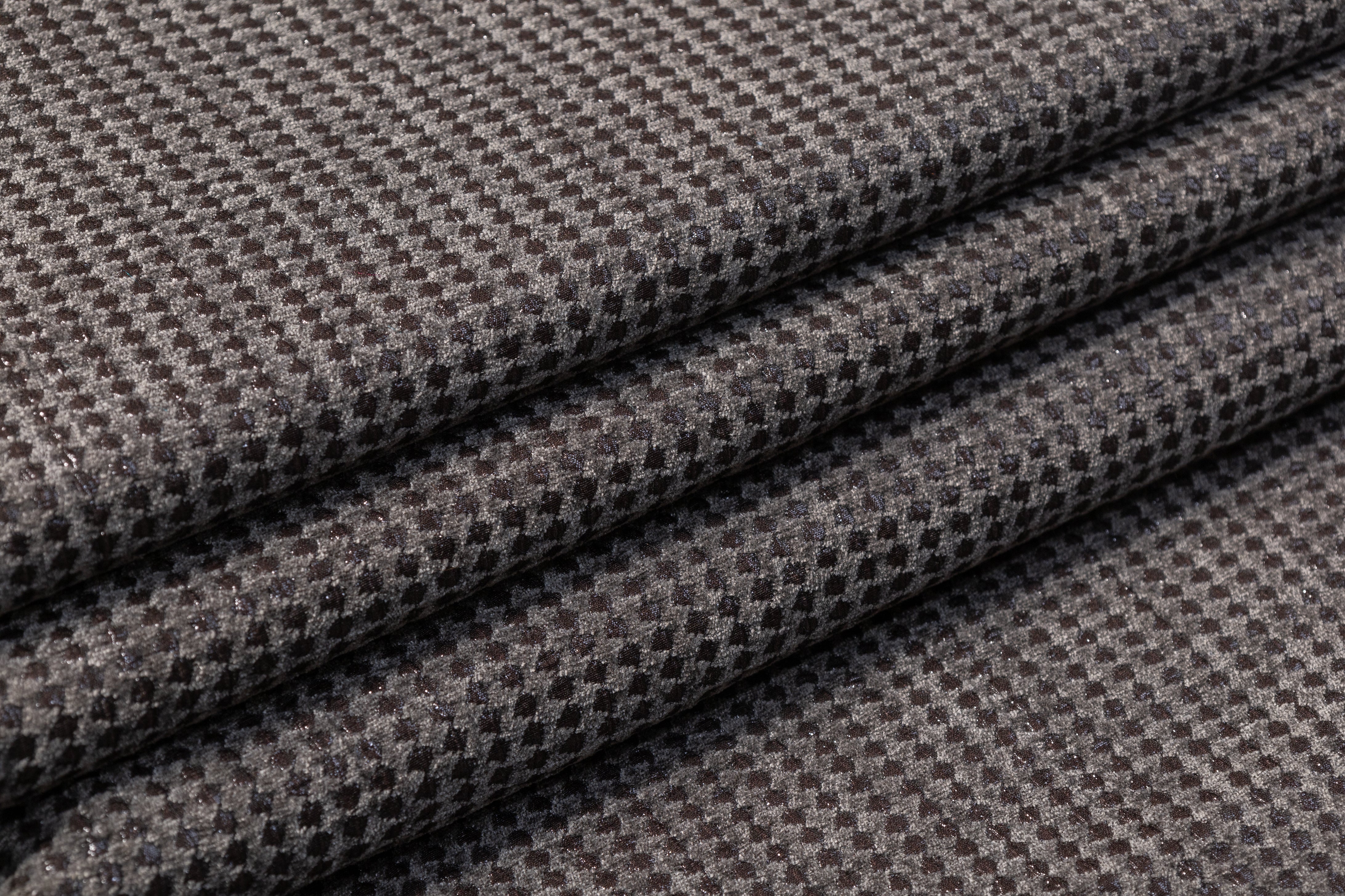 Dotted Metallic Chenille Brocade - Gray