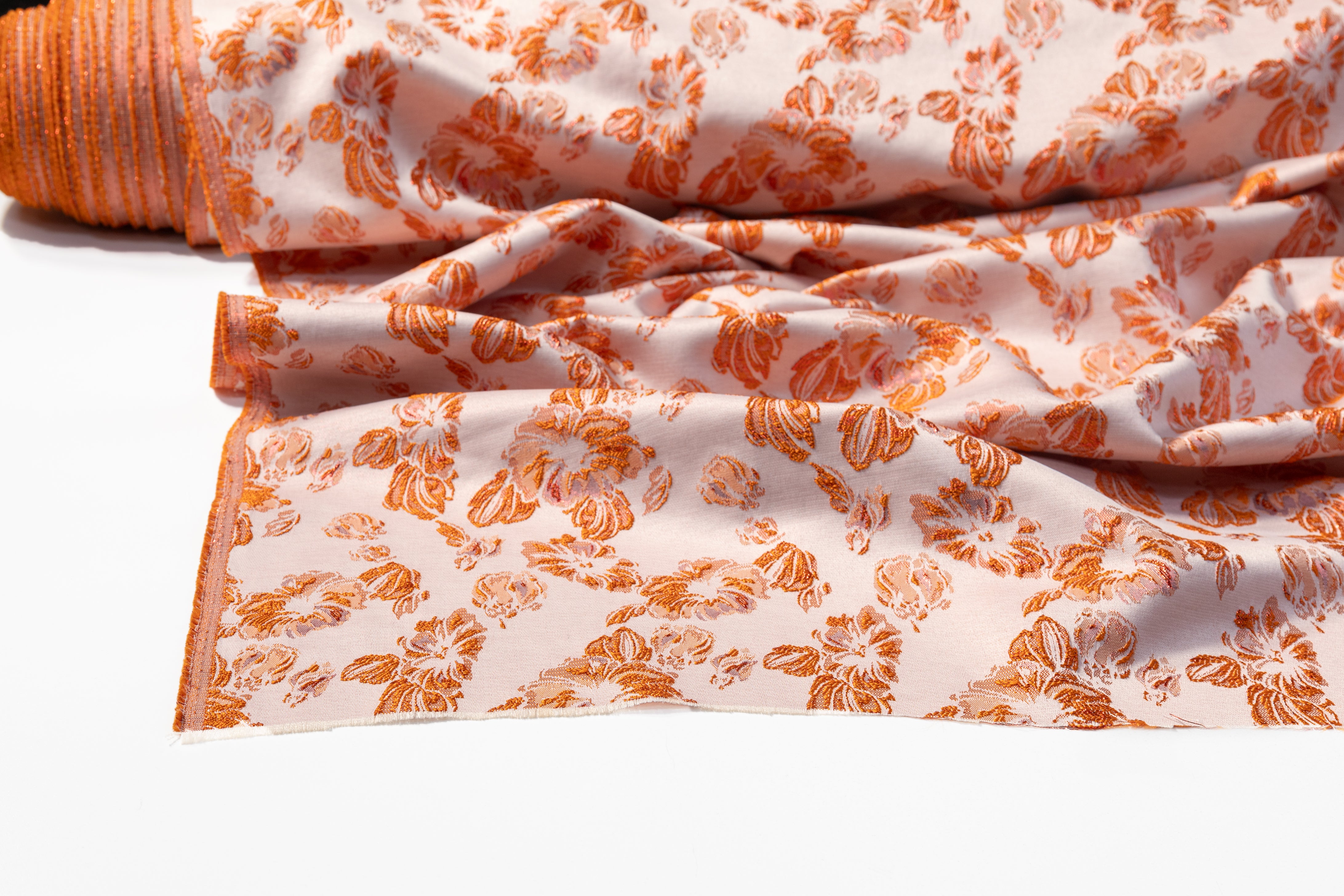 Floral Metallic Brocade - Orange