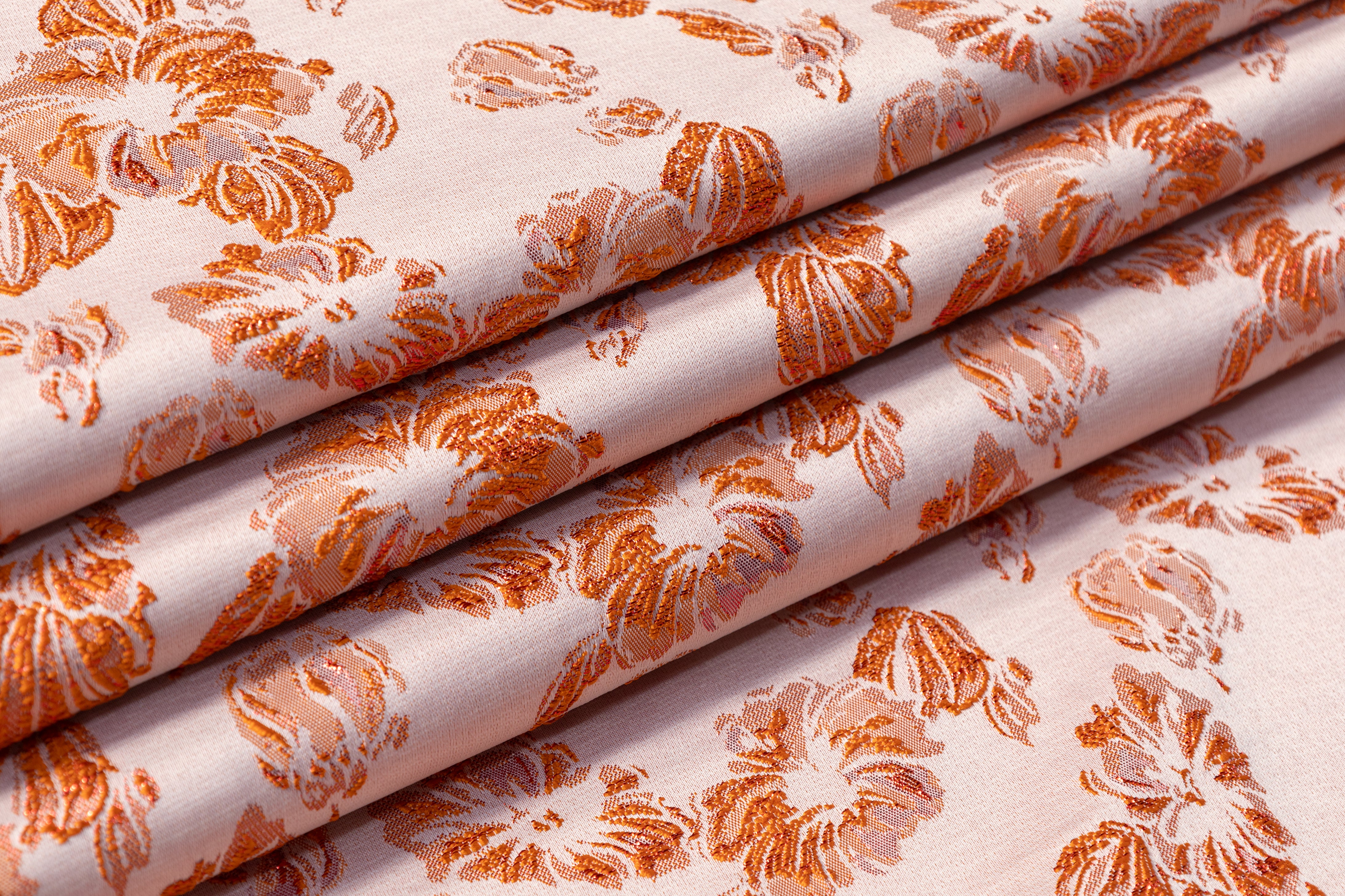 Floral Metallic Brocade - Orange