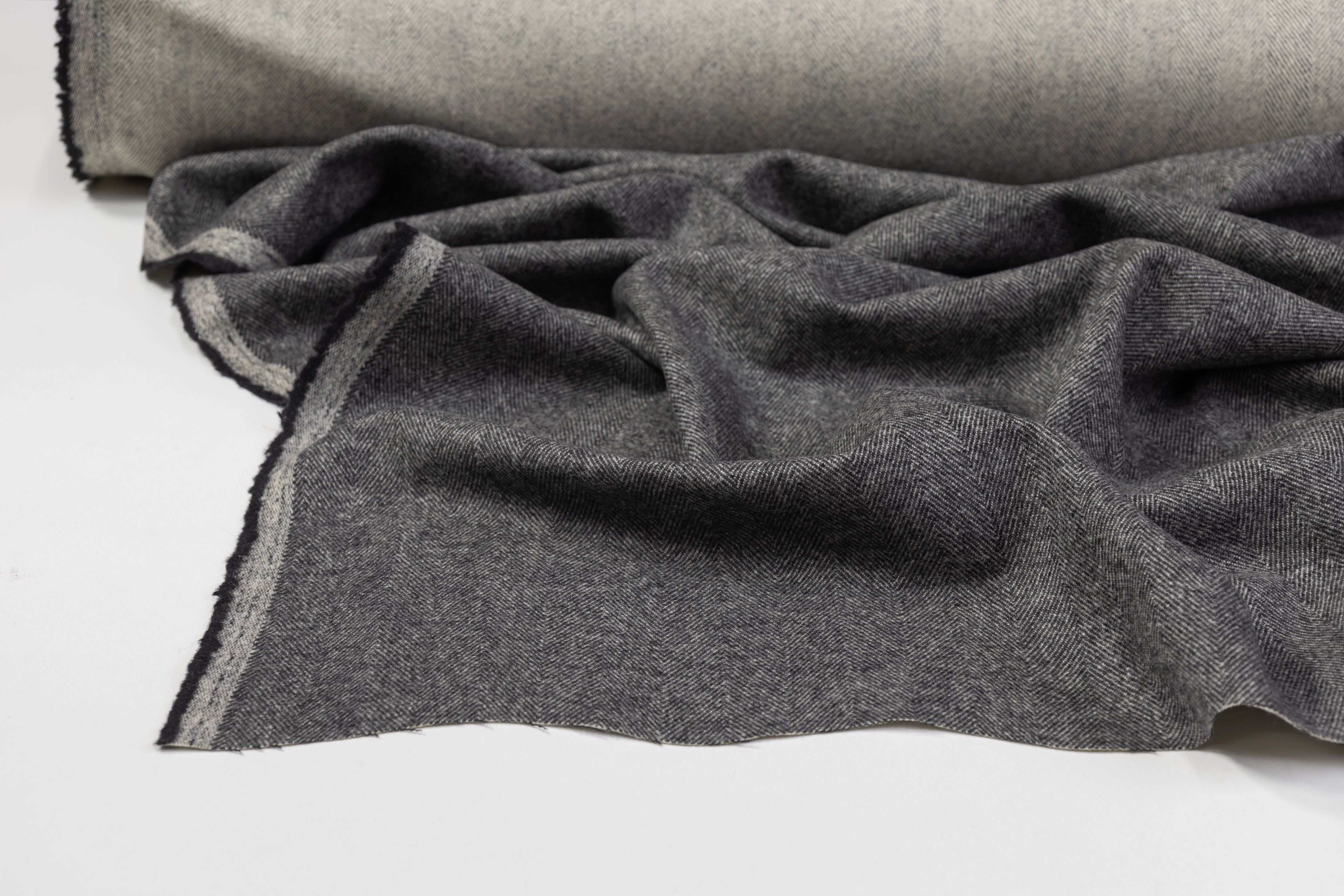 Double-Faced Herringbone Wool - Gray