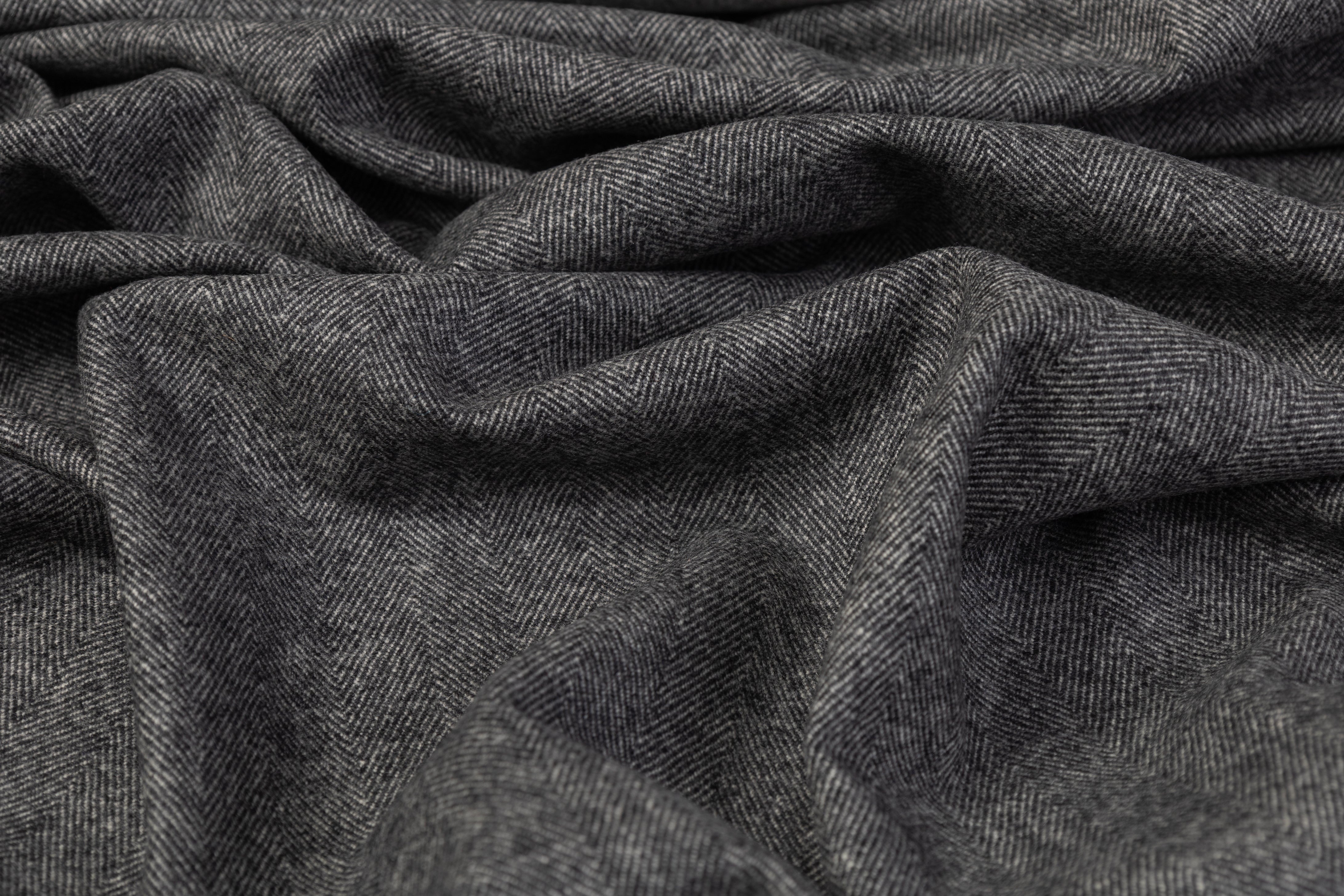 Double-Faced Herringbone Wool - Gray