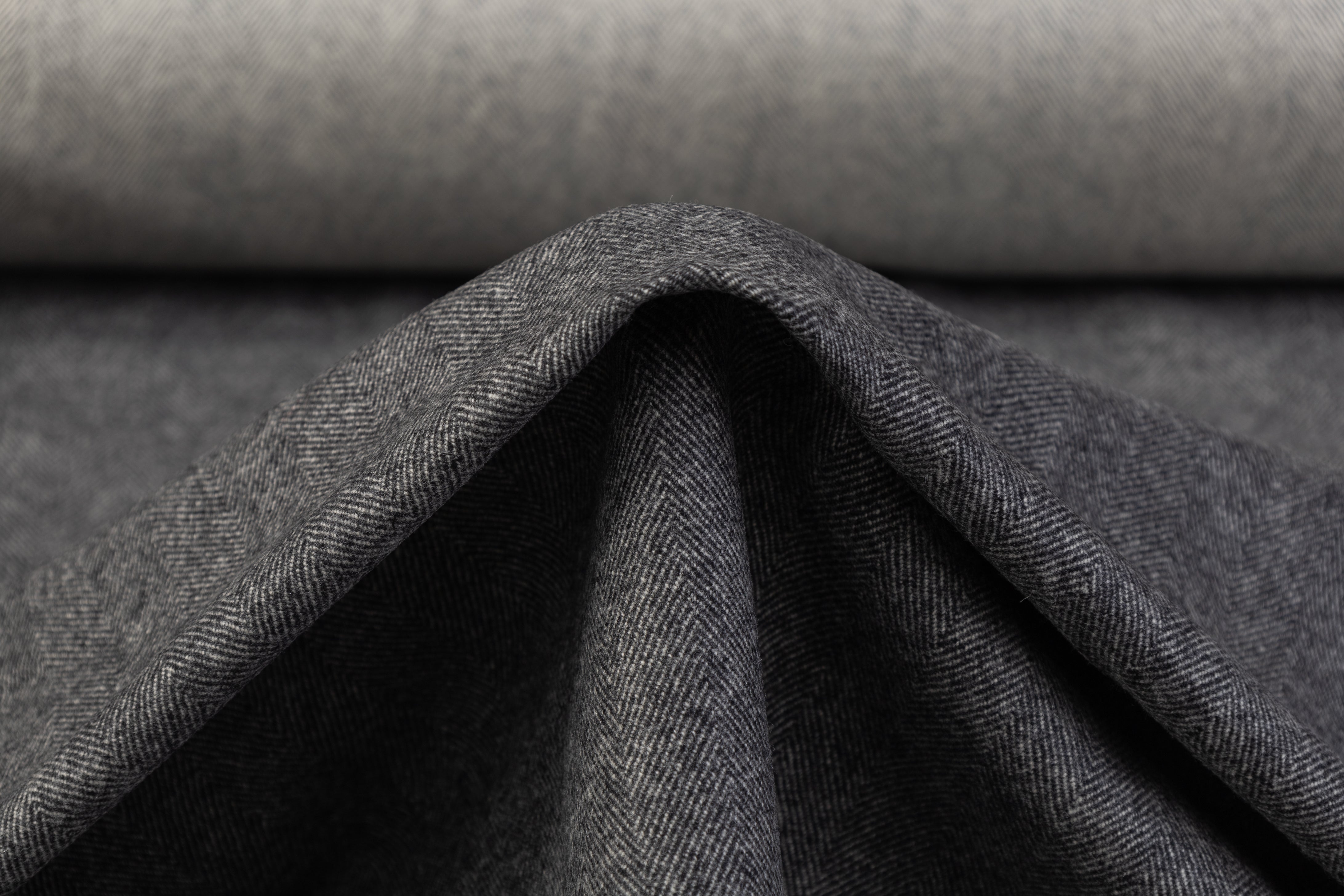 Double-Faced Herringbone Wool - Gray